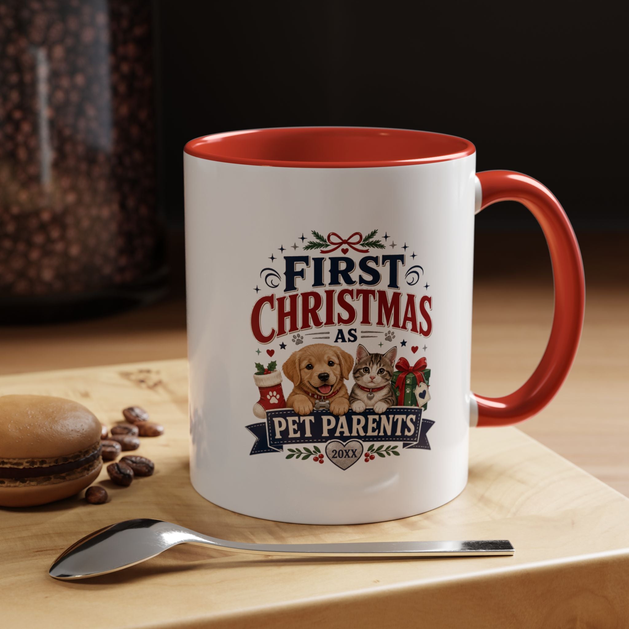 Christmas First Christmas as Pet Parents Coffee Mug — Cute Dog & Cat Holiday Gift