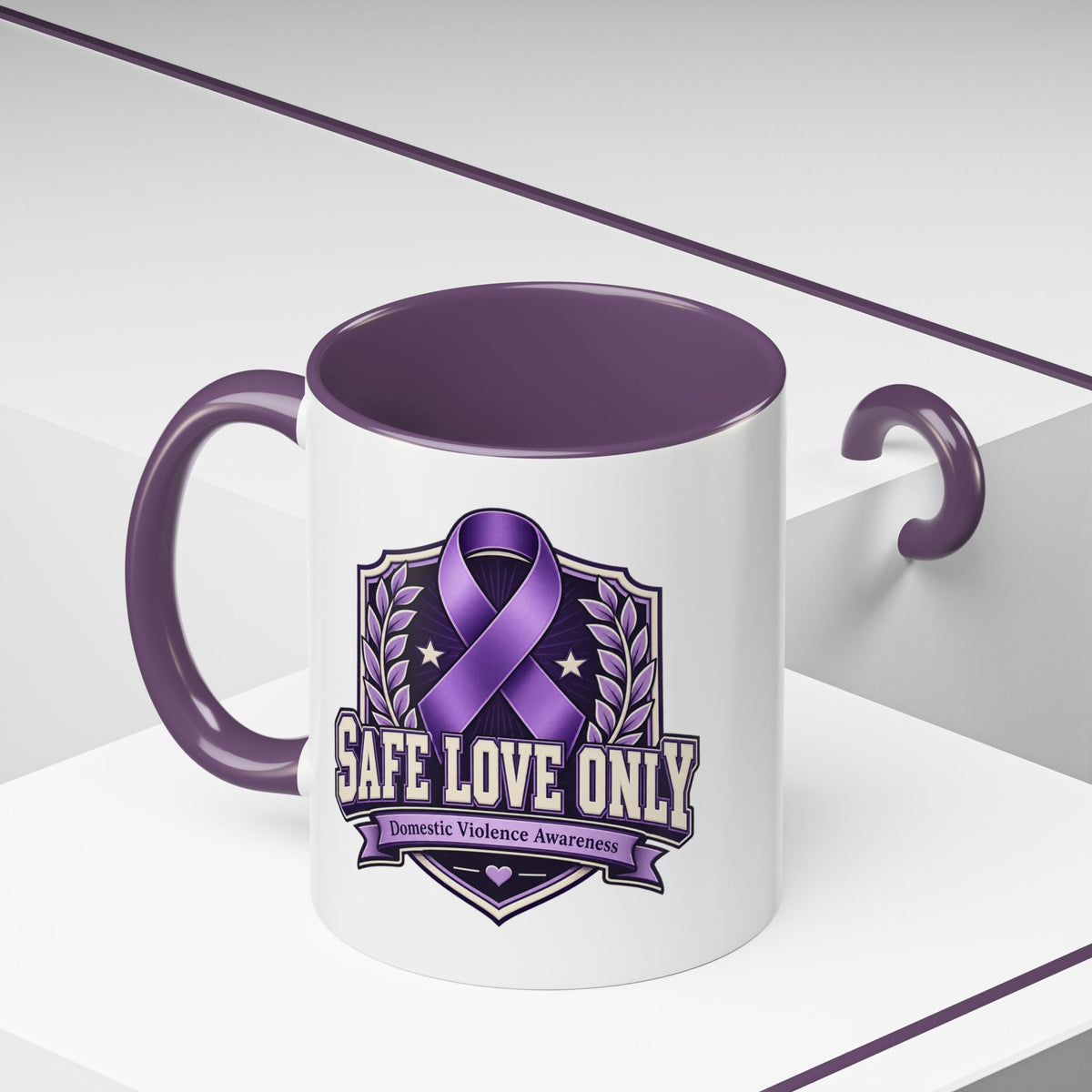 Coffee Mug — "Safe Love Only" Domestic Violence Awareness (Purple Ribbon)