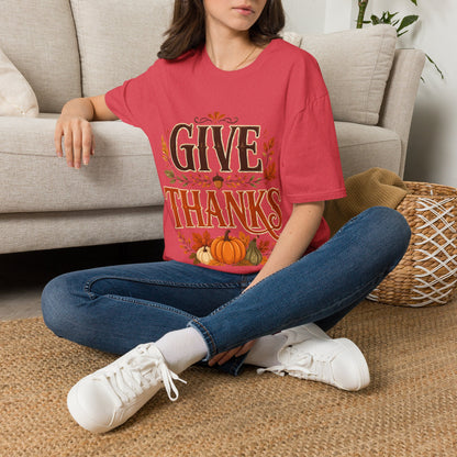Give Thanks T-Shirt — Autumn Thanksgiving Graphic Tee