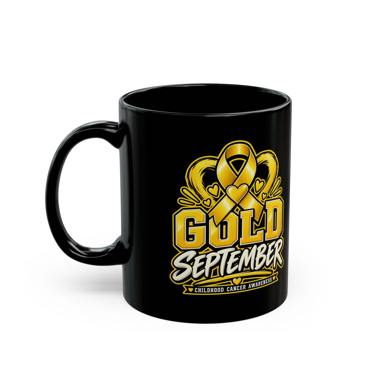 Gold September Mug — Childhood Cancer Awareness Coffee Cup (11oz/15oz)