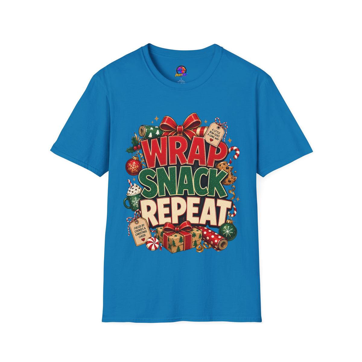 T-Shirt — "Wrap Snack Repeat" Christmas Graphic Tee