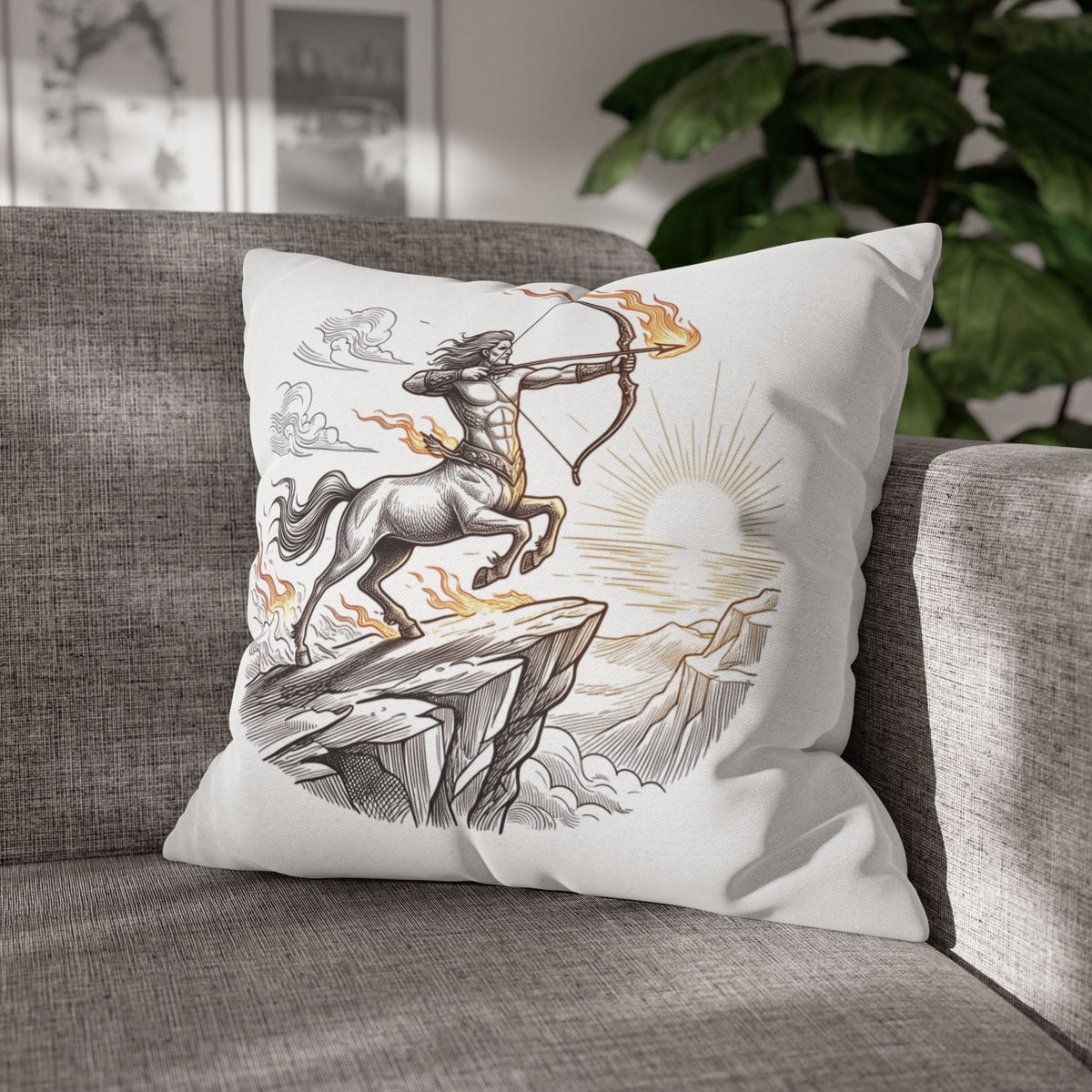 Sagittarius Centaur Archery Throw Pillow - Zodiac Mythology Decorative Pillowcase