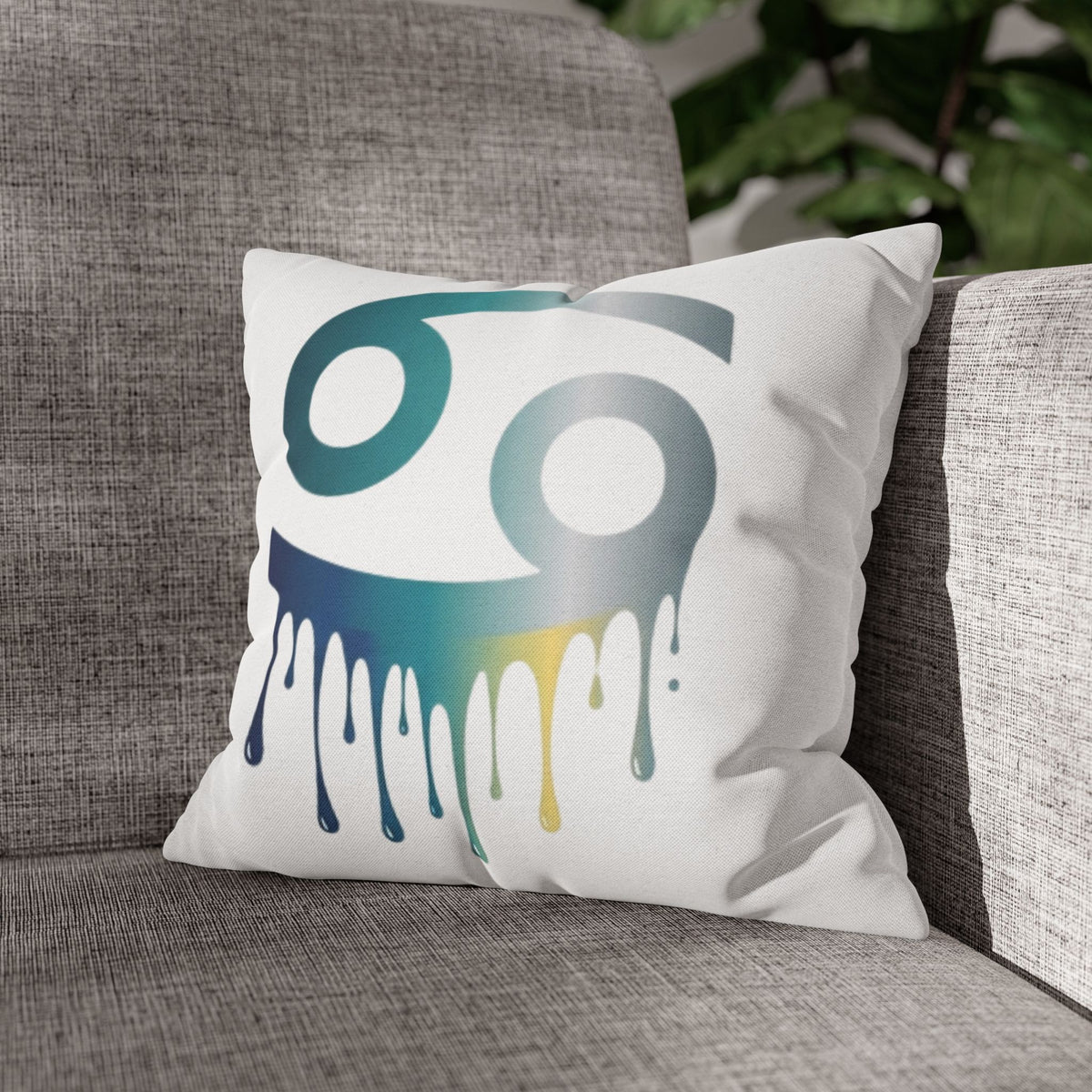 Cancer Zodiac Drip Pillowcase — Astrological Symbol Decorative Throw Pillow