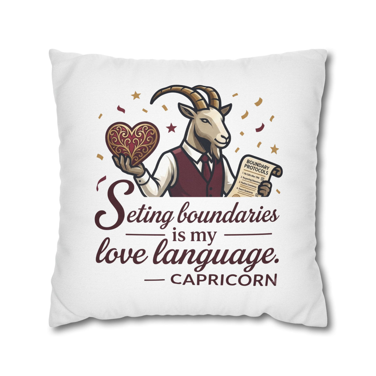 Capricorn Pillowcase - "Setting Boundaries Is My Love Language" Zodiac Throw Pillowcase