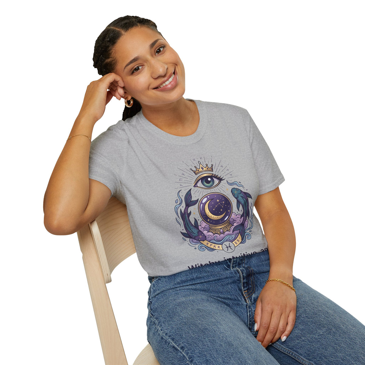 Pisces Mystic Eye T-Shirt — Witchy Astrology Moon & Crown Design