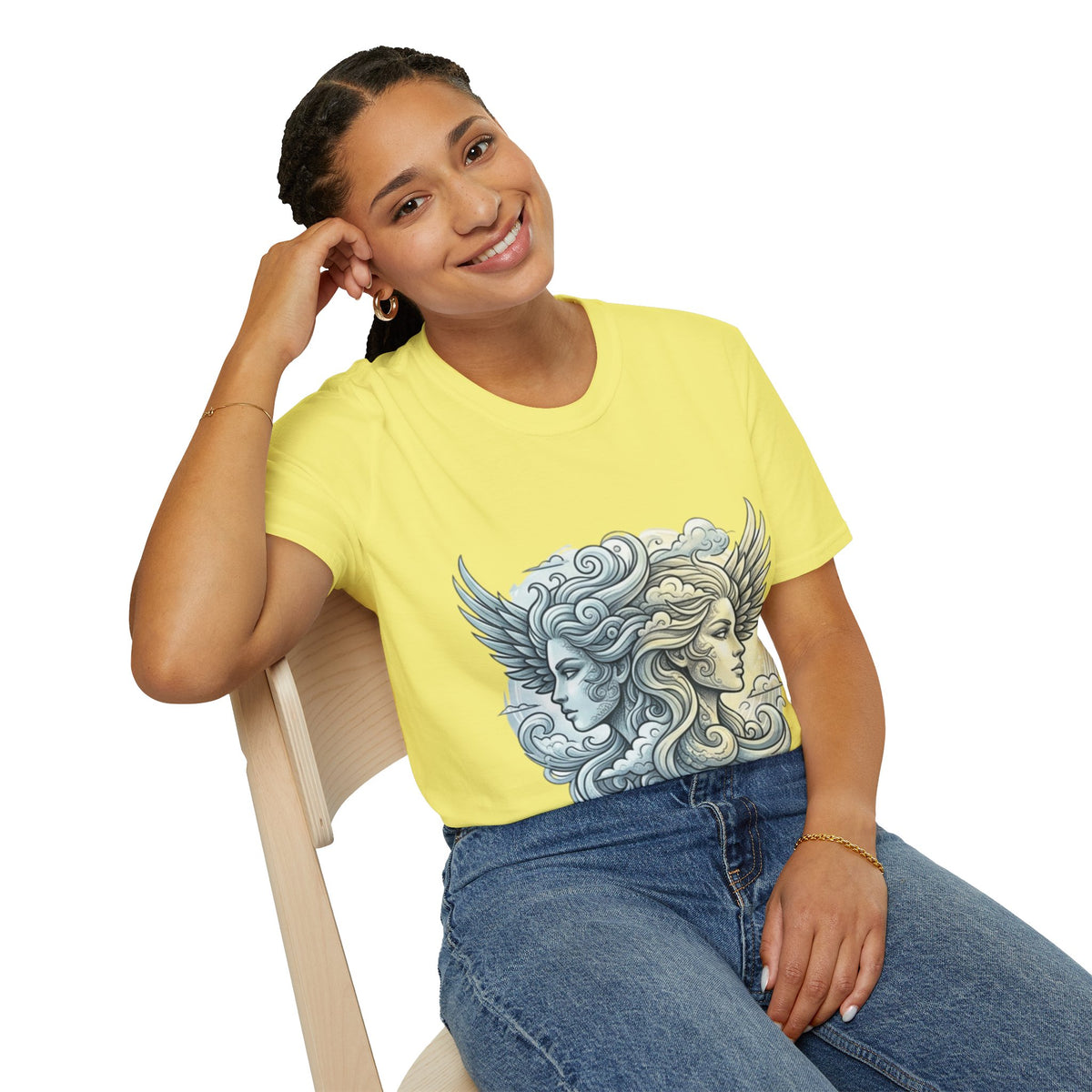 Mythic Moon & Sun Faces T-Shirt — Celestial Duality Graphic Tee