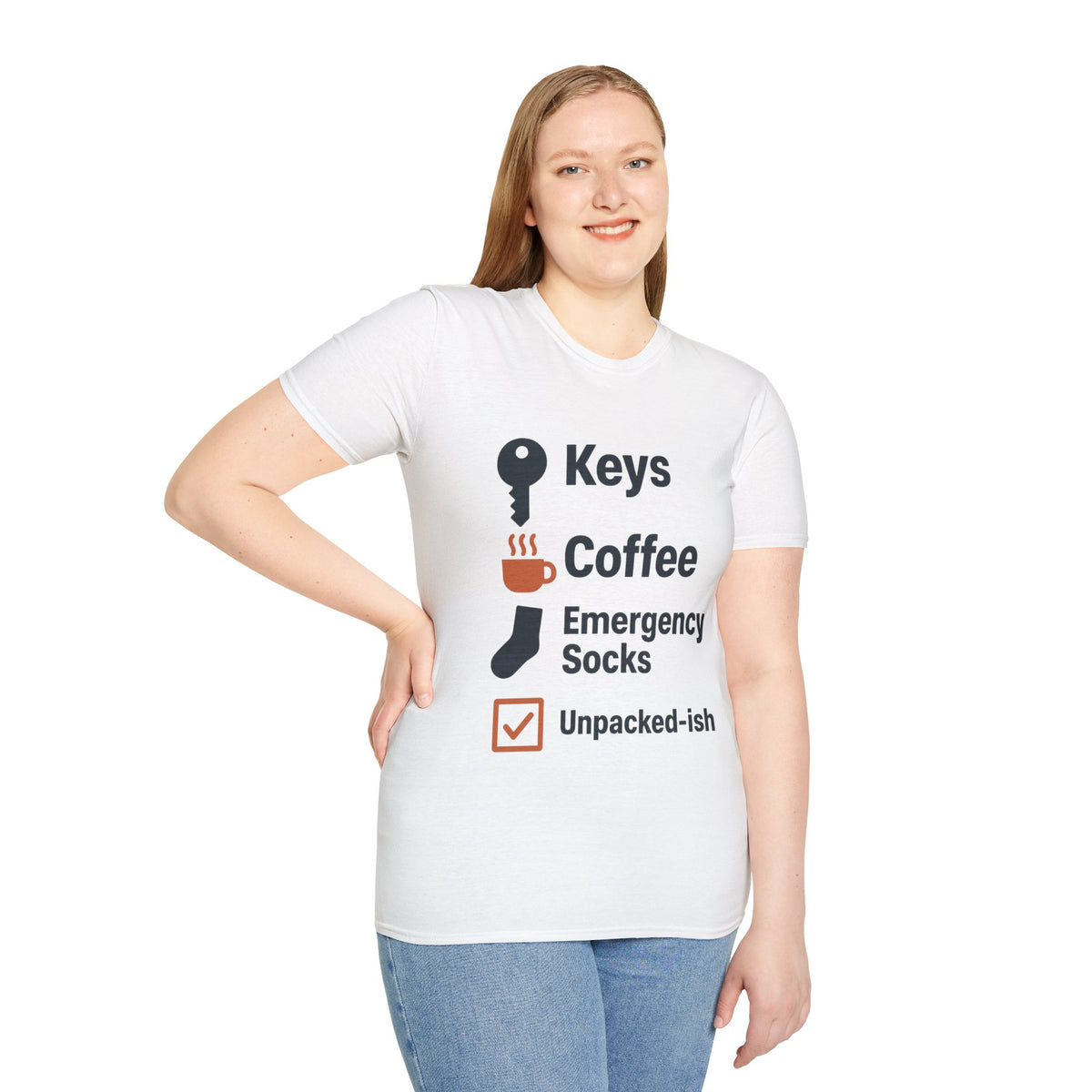 Keys, Coffee, Phone, Wallet Checklist T-Shirt — Minimal Daily Essentials Graphic Tee - Trending Now - August 2026