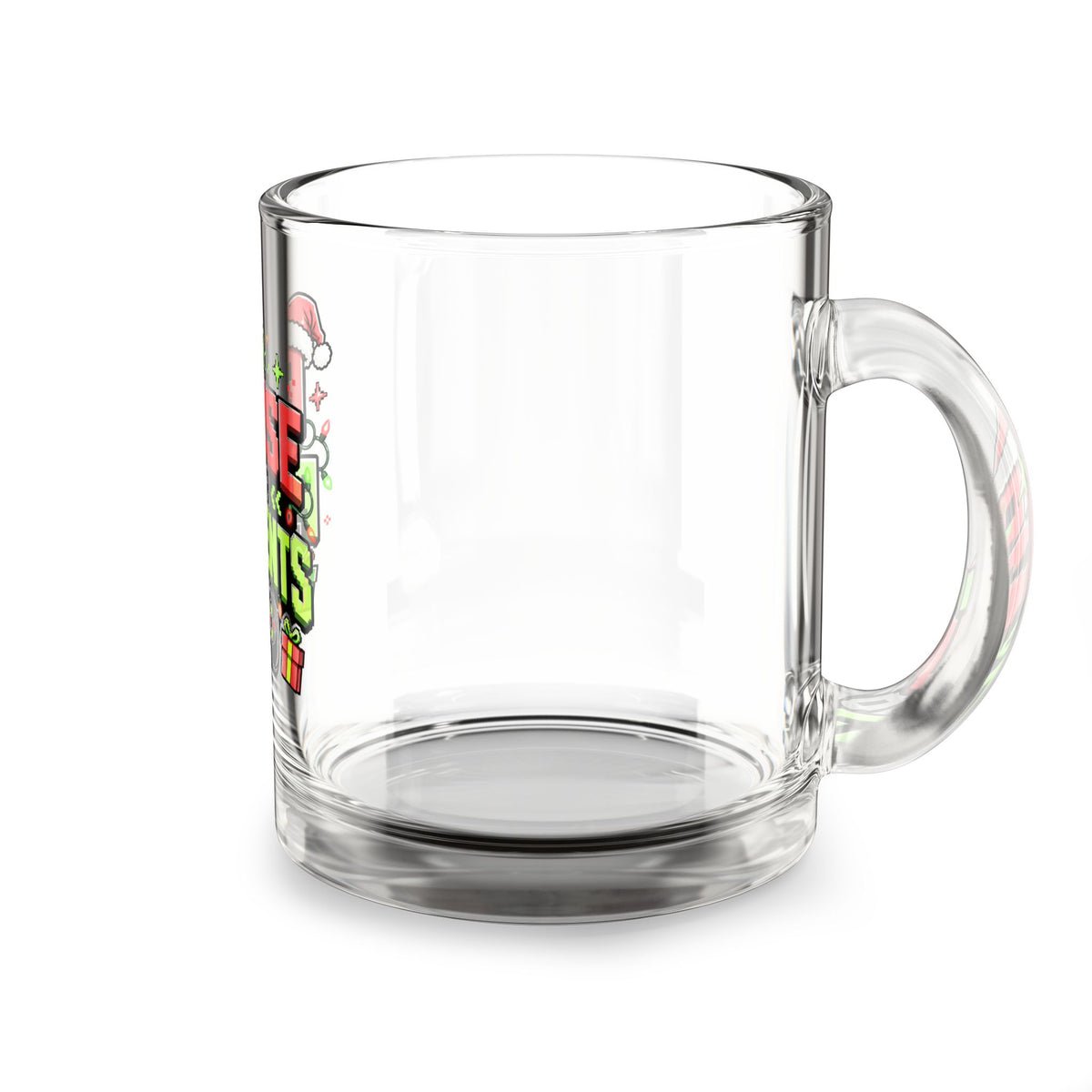 Modern Day Christmas Glass Mug  10oz Glass Mug — "Pause for Presents" Gamer Christmas Coffee Mug