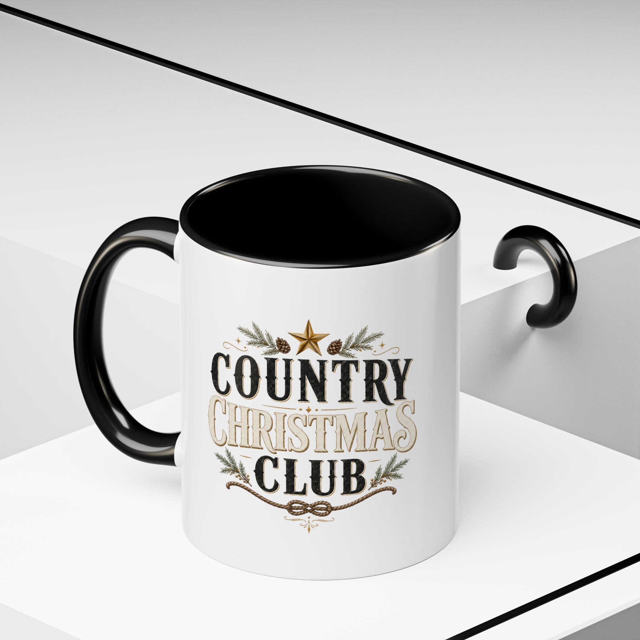Christmas Country Christmas Club Accent Coffee Mug — Festive Rustic Holiday Coffee Cup