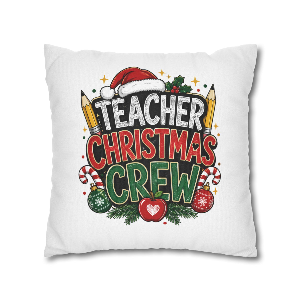 Teacher Christmas Crew Pillowcase — Festive Holiday Gift for Teachers