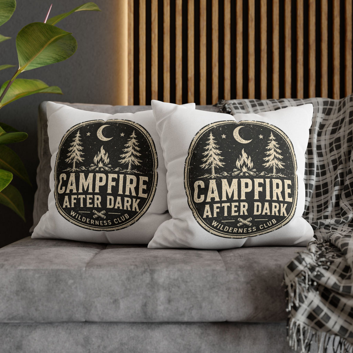Campfire After Dark Decorative Pillowcase Milo Bailey Dog Dad Mom — Wilderness Camping Accent