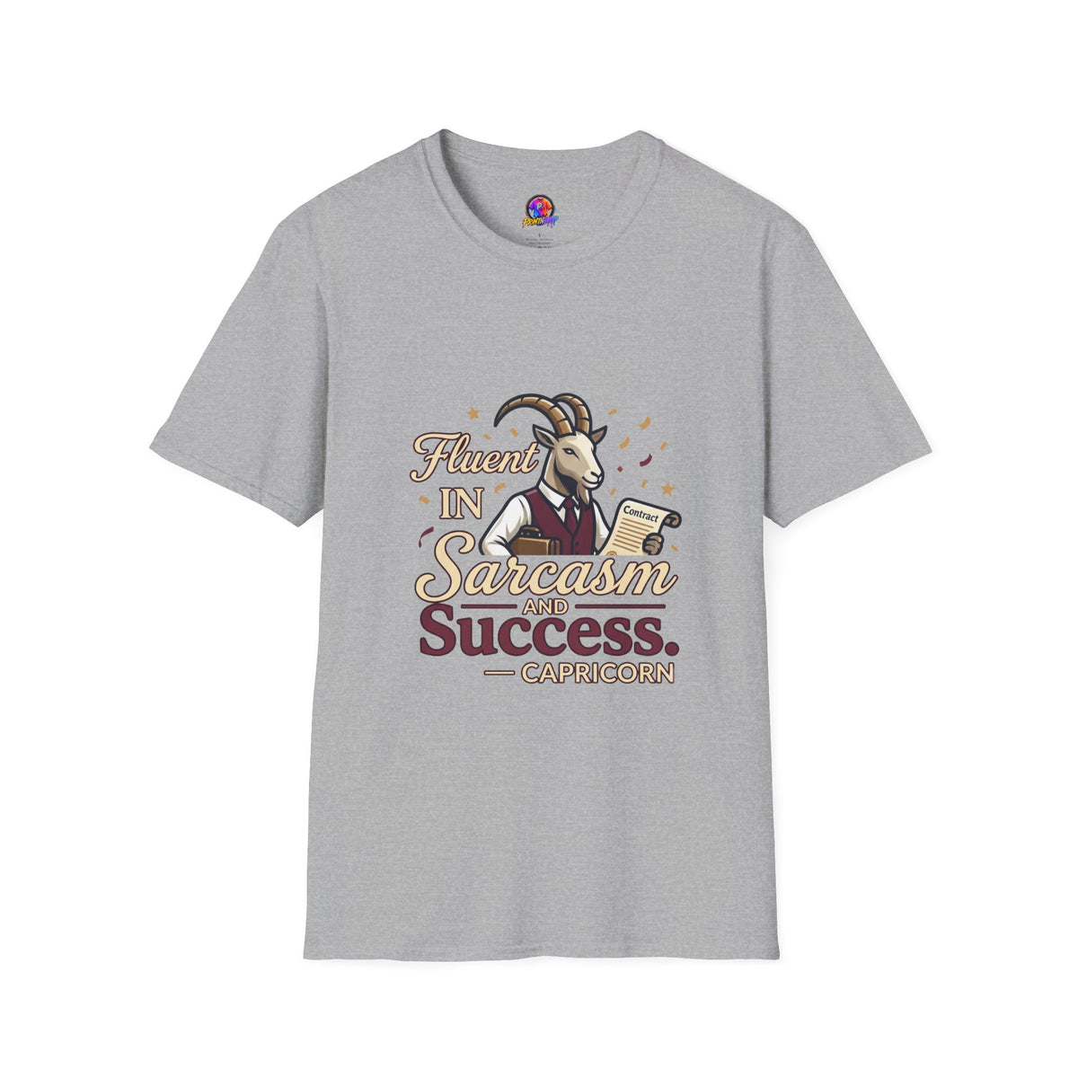 Capricorn Goat Graphic T-Shirt — "Fluent in Sarcasm & Success" Zodiac Tee
