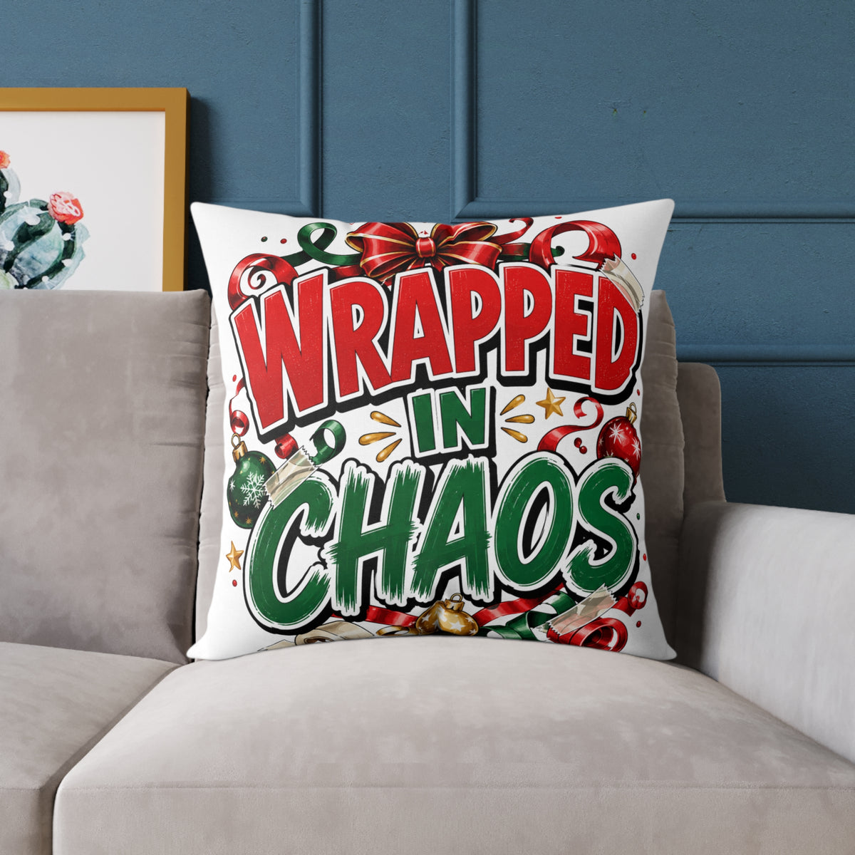 Christmas Wrapped in Chaos Holiday Throw Pillow