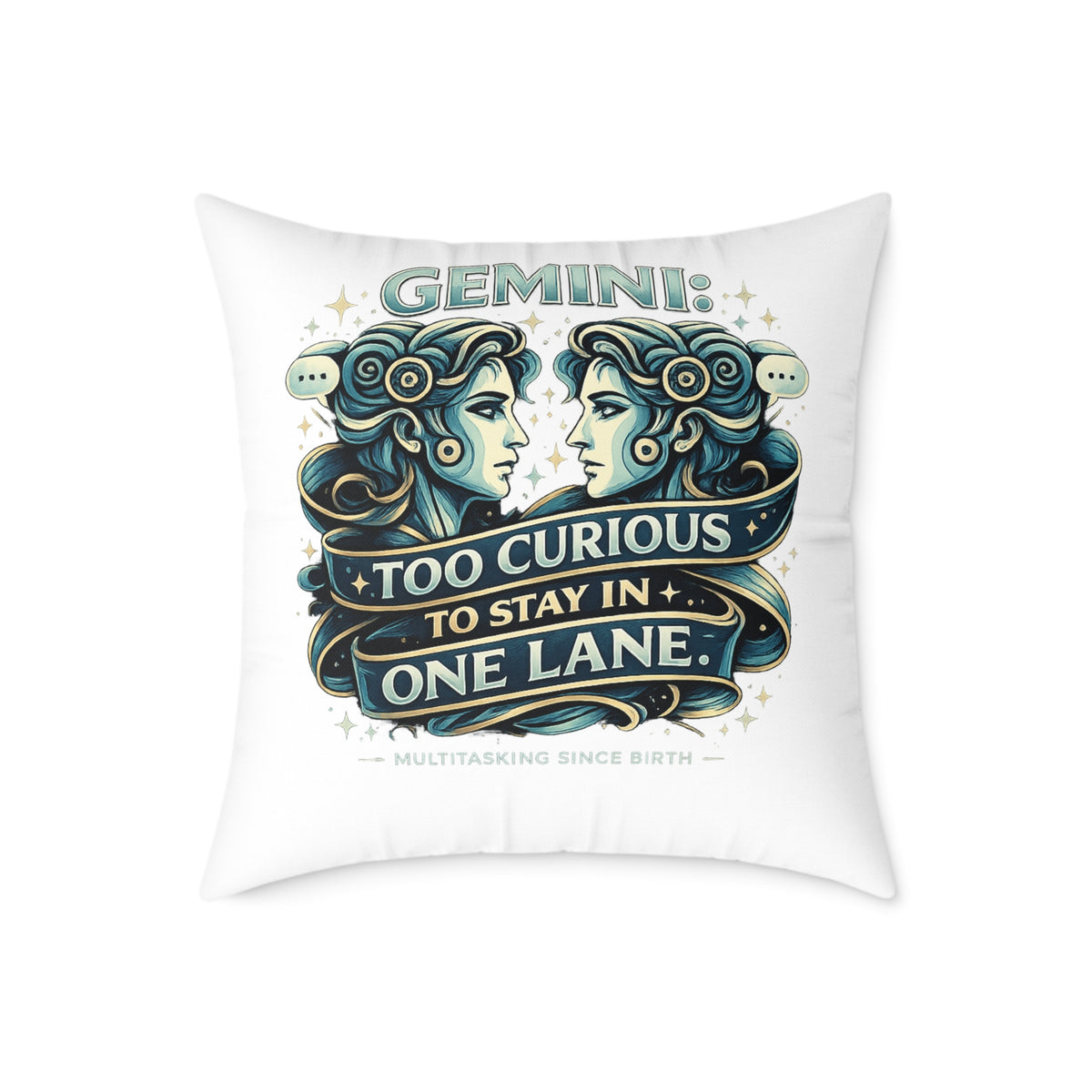 Gemini Zodiac Too Curious Square Poly Canvas Pillow