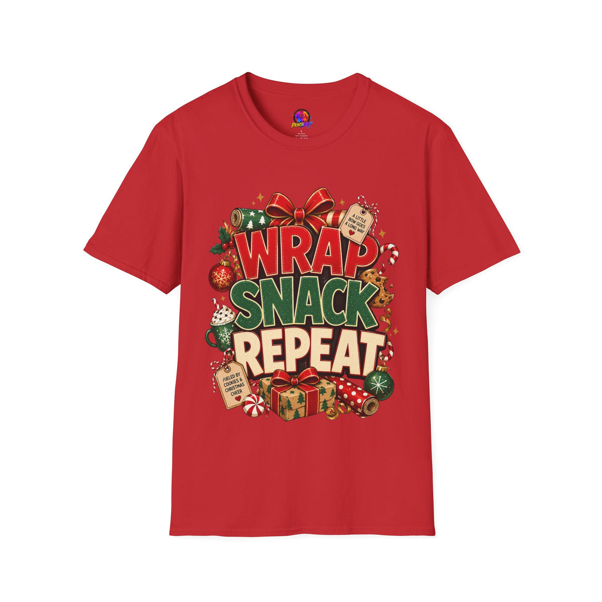 T-Shirt — "Wrap Snack Repeat" Christmas Graphic Tee