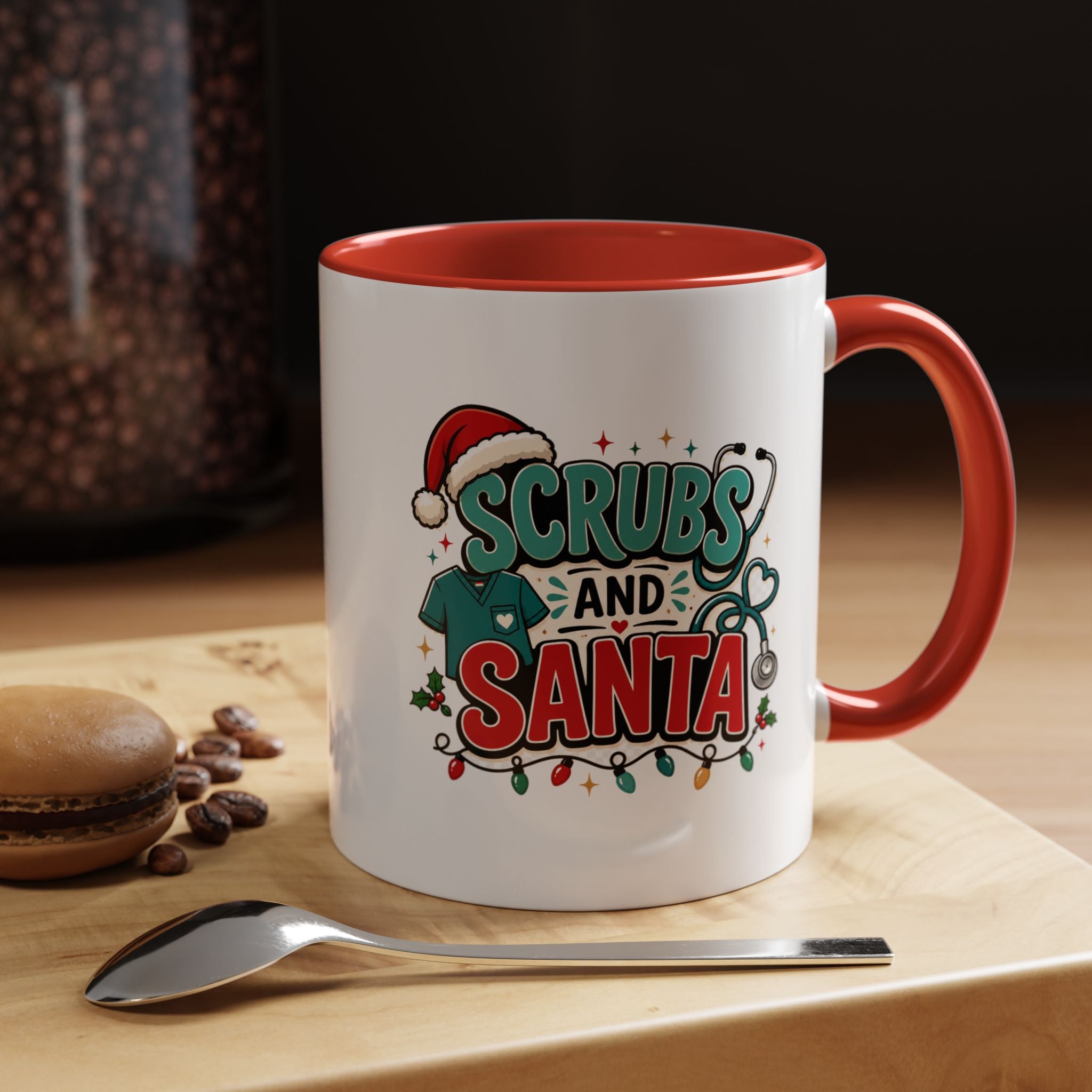 Modern Day Christmas Scrubs and Santa Coffee Mug — Funny Christmas Nurse Gift