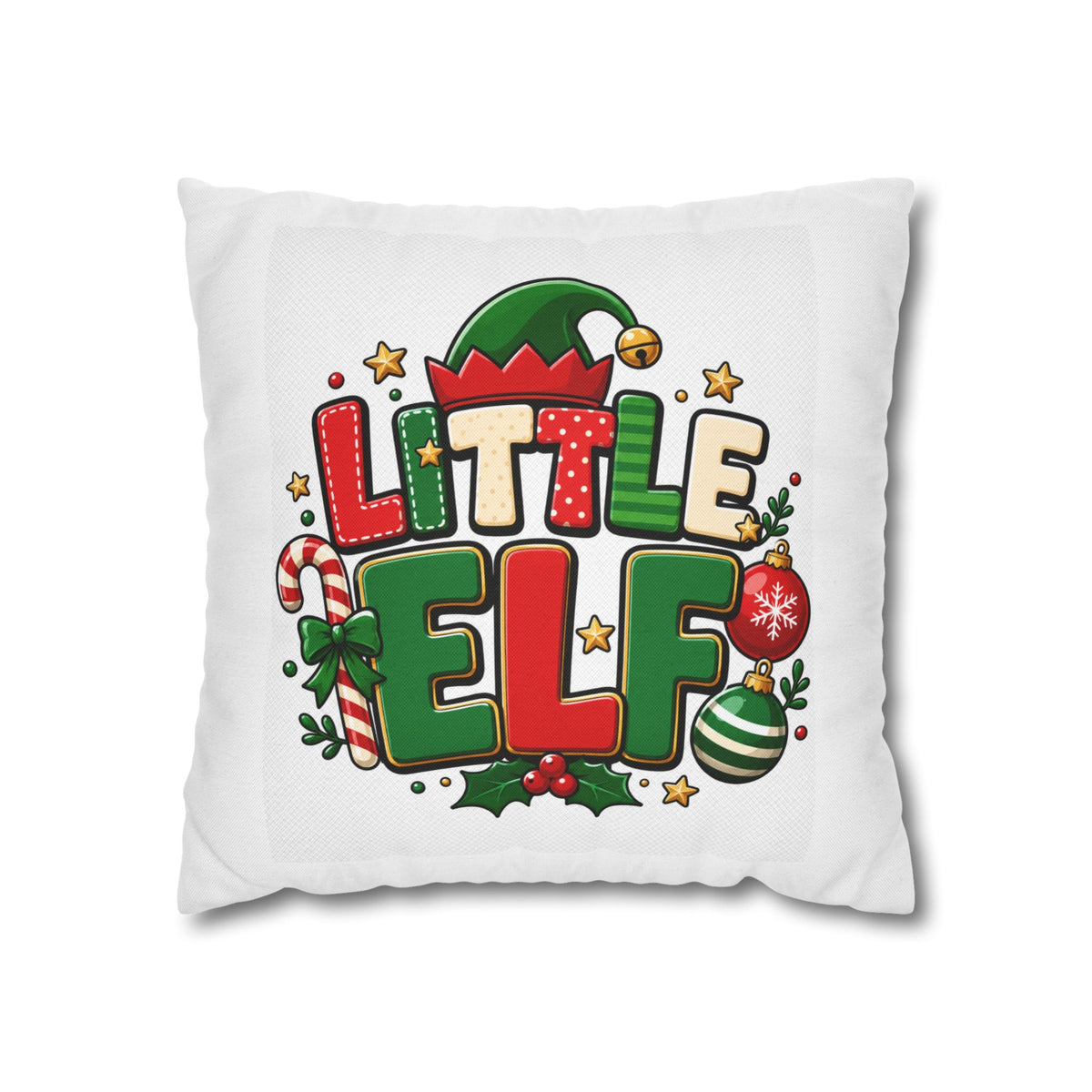 Little Elf Christmas Pillowcase — Cute Holiday Kids Decorative Pillow Cover