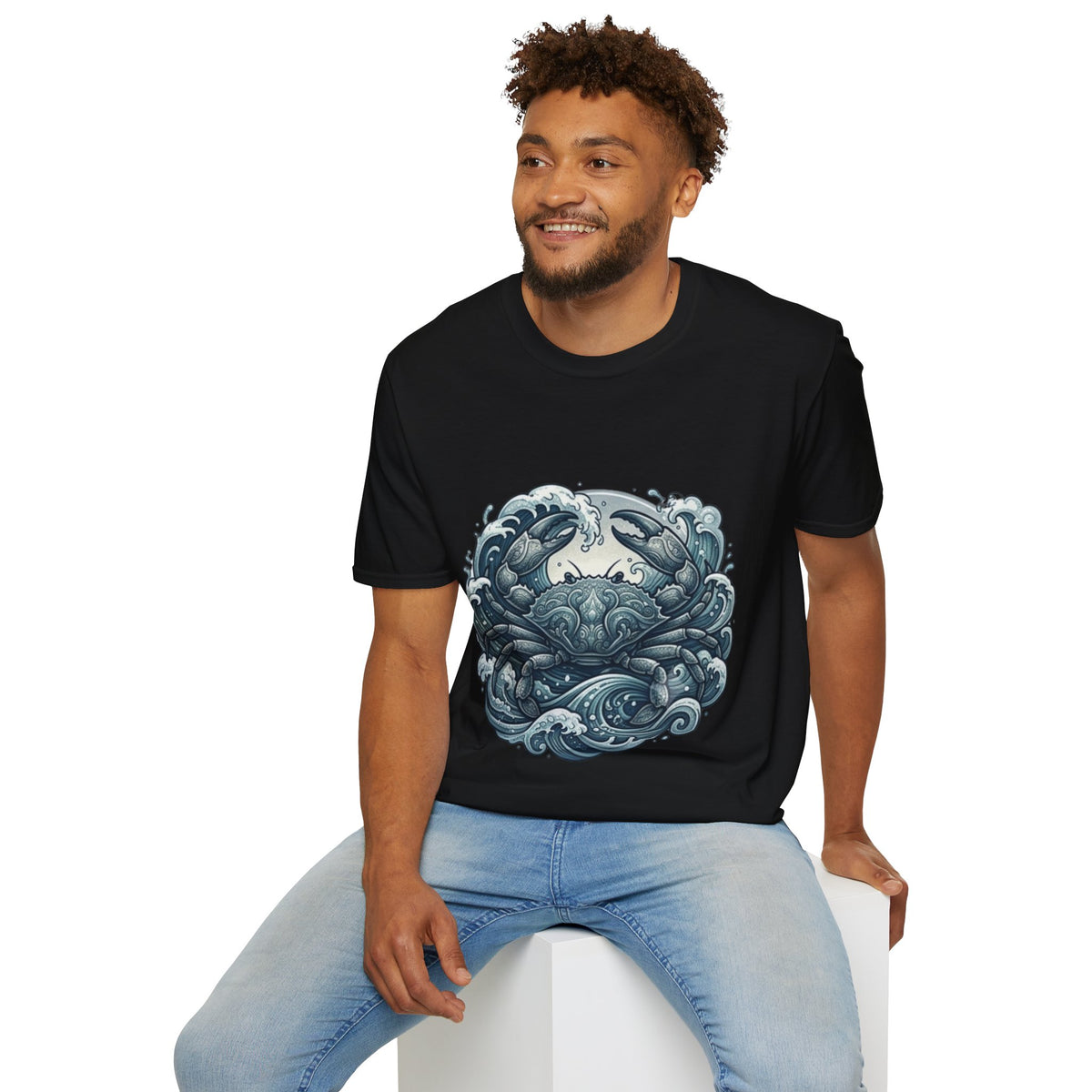 Crab and Waves Graphic T-Shirt — Coastal Oceanic Nautical Tee