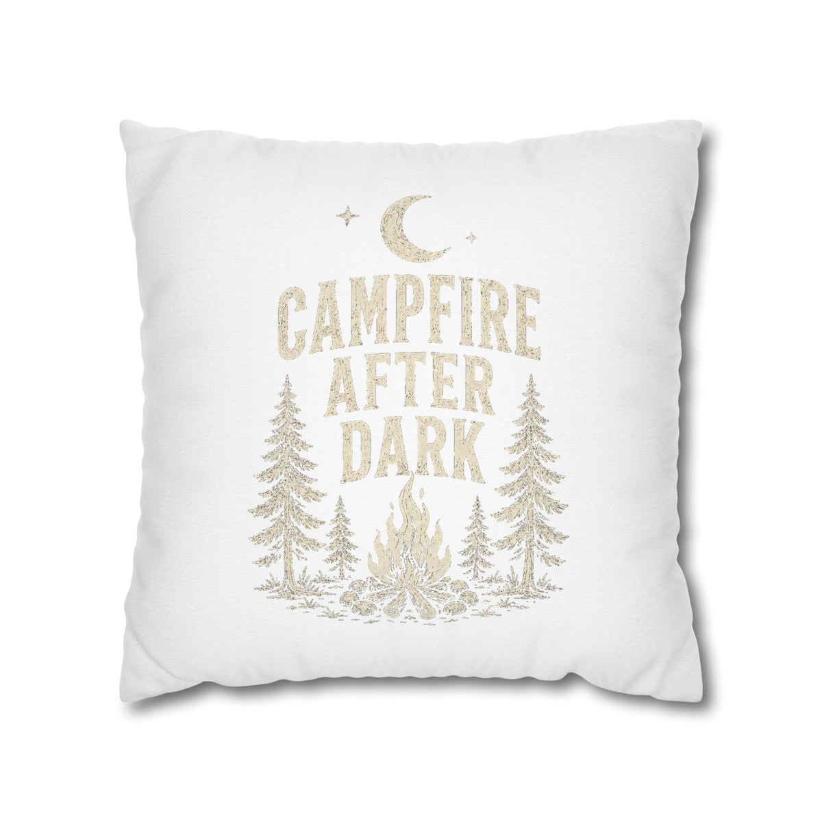 Campfire After Dark Decorative Pillowcase Milo Bailey Dog Dad Mom — Cozy Rustic Camping Throw Pillow