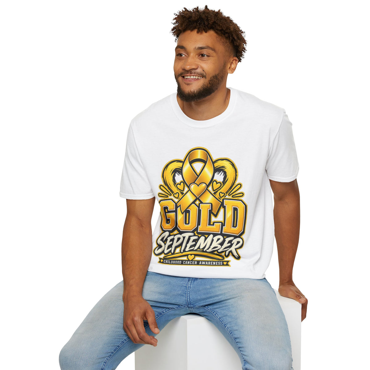 Gold September T-Shirt — Childhood Cancer Awareness Ribbon Tee