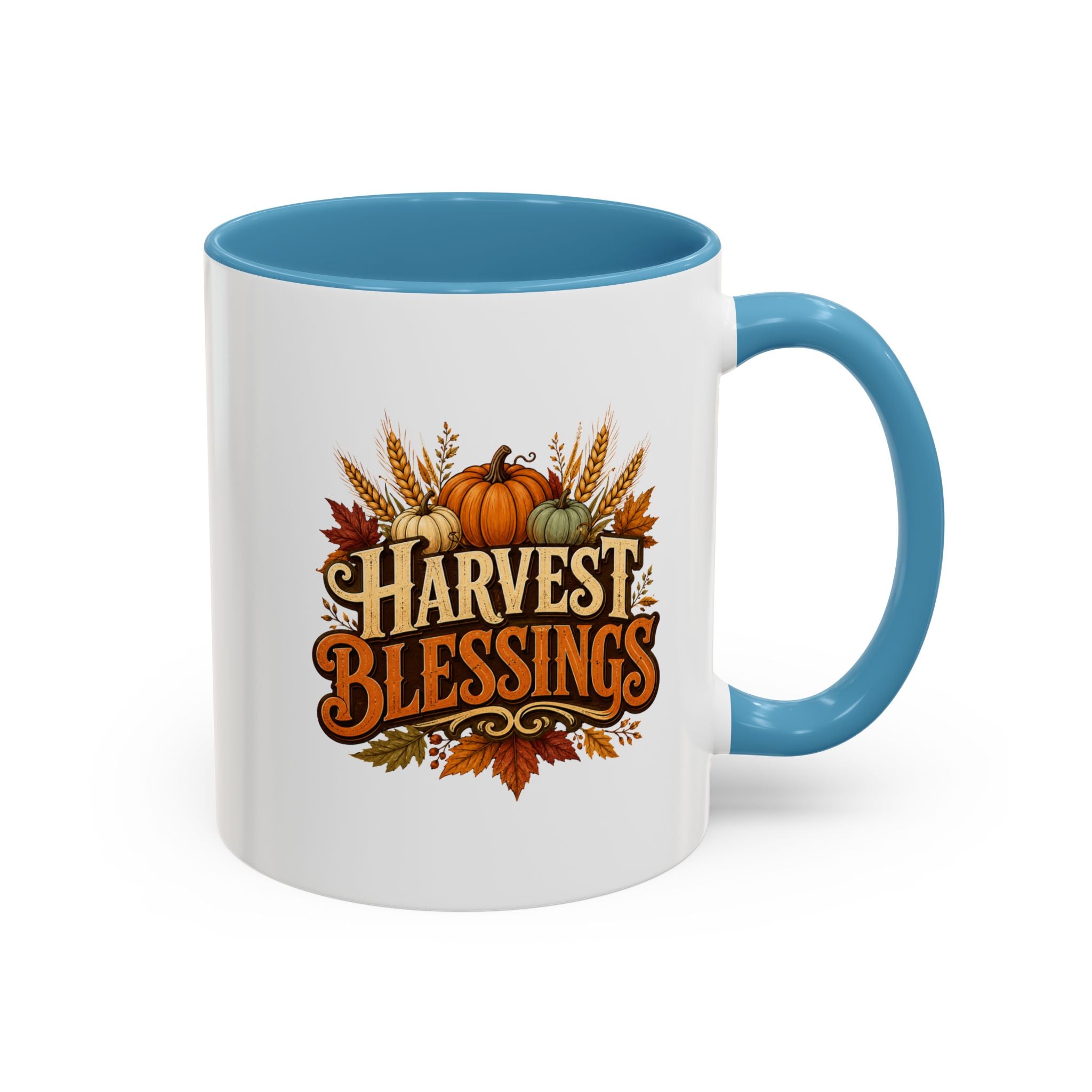 Thanksgiving Mug Harvest Blessings Coffee Mug — Fall Pumpkin & Wheat Thanksgiving Mug