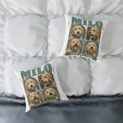 Personalized Dog Photo Pillow  Milo Bailey Dog Dad Mom— "MILO" Collage Square Pet Throw Pillow