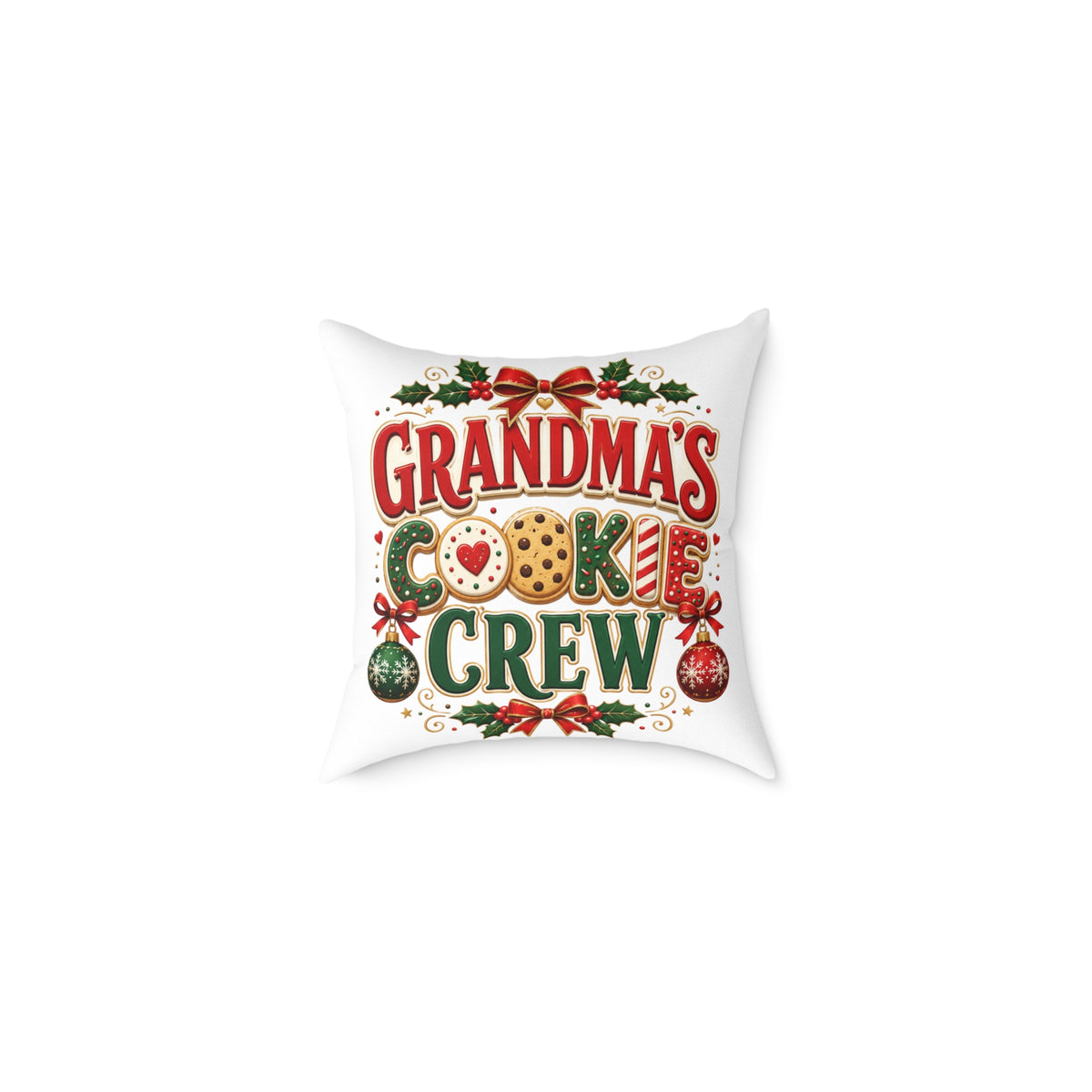 Christmas Grandma’s Cookie Crew Throw Pillow — Christmas Holiday Decorative Pillow