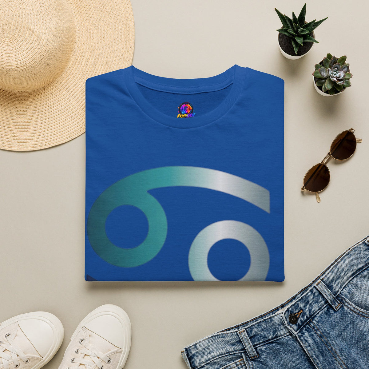 Cancer Zodiac T‑Shirt — Dripping Gradient Astrology Tee (Cancer Symbol)