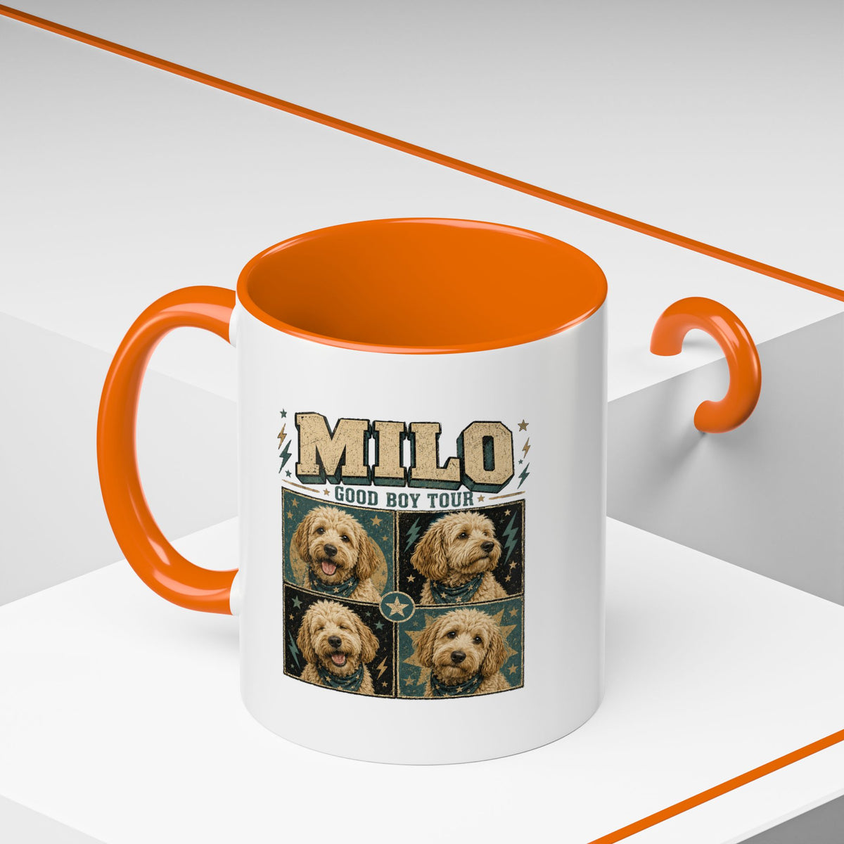 Milo Bailey Dog Dad Mom Personalized Dog Mug — "Milo: Good Boy Tour" Photo Accent Coffee Mug