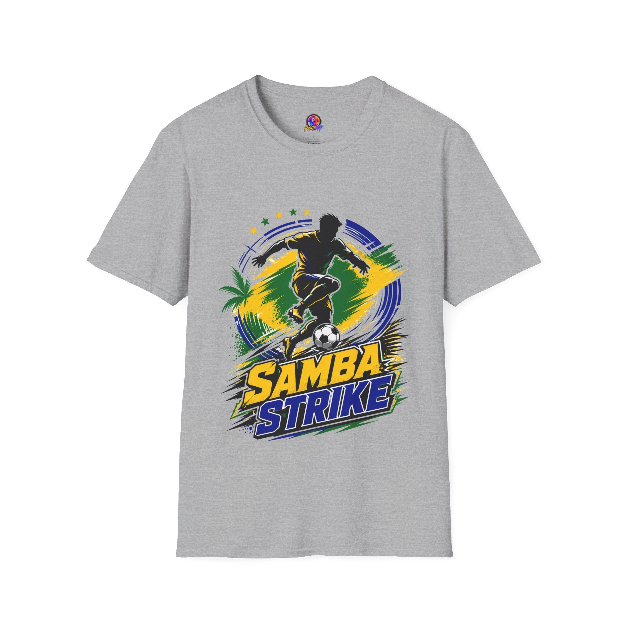 Brazil  Samba Strike Soccer T-Shirt — Brazilian Football Player Graphic Tee