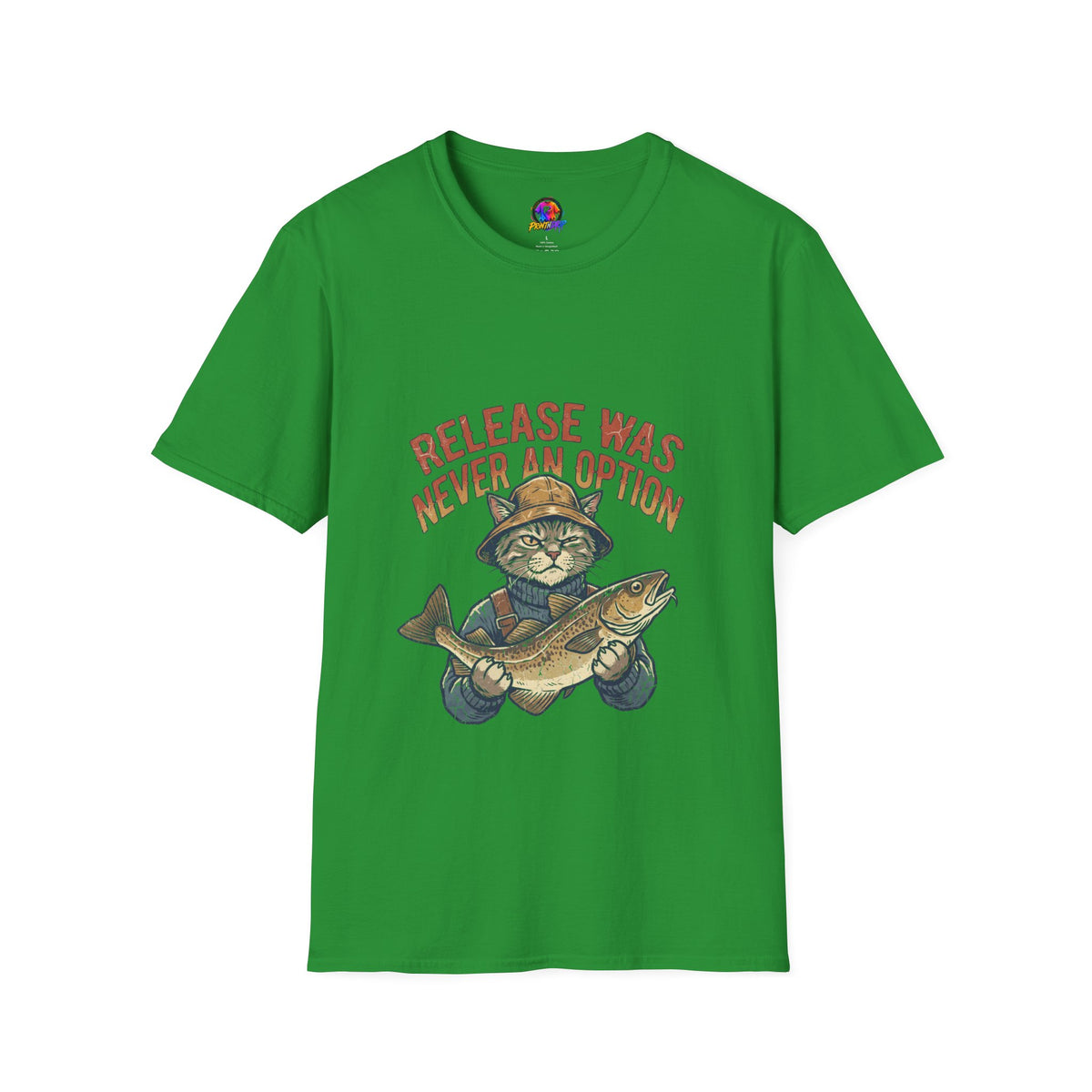 Funny And Witty Fishing Cat T-Shirt – "Release Was Never An Option" Vintage Angler Tee