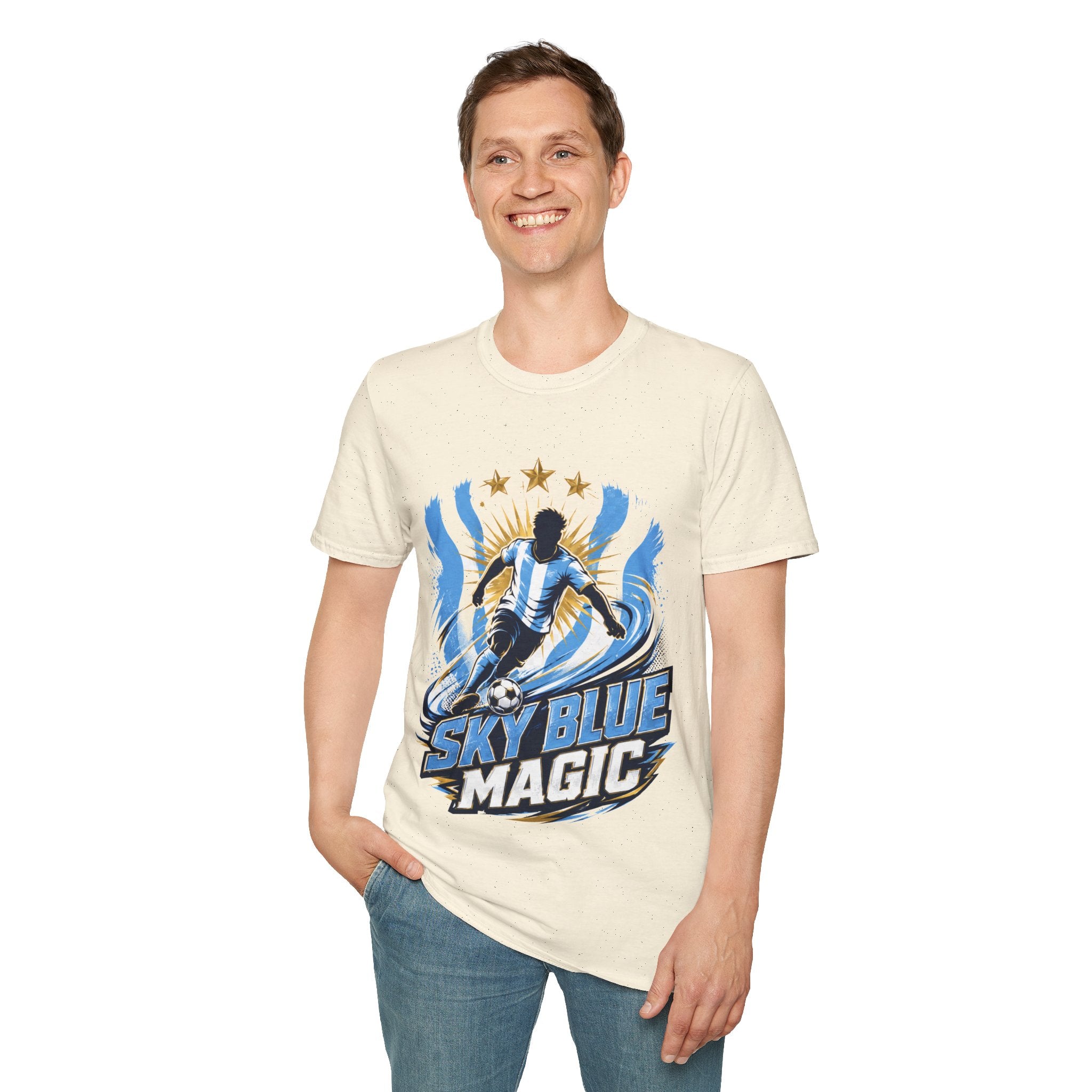 Argentina Sky Blue Magic Soccer T-Shirt — Argentinian Football Player Graphic Tee