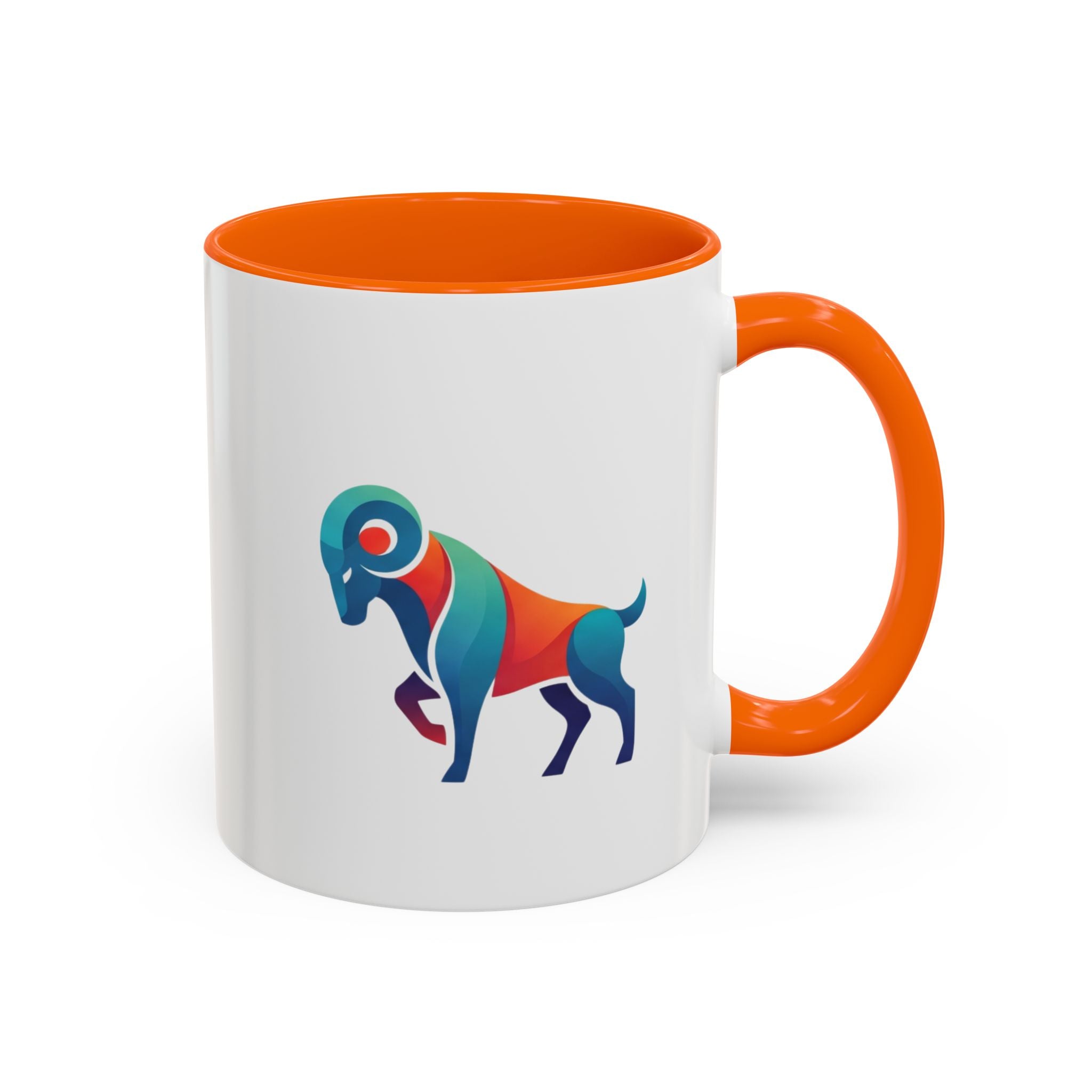 Colorful Ram Accent Coffee Mug — Geometric Zodiac Aries Design