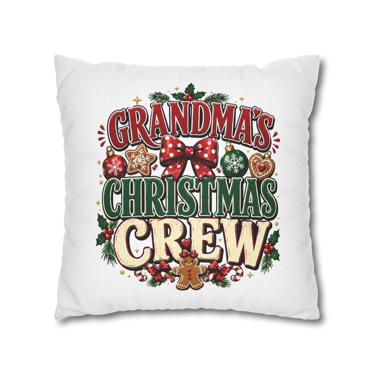 Grandma's Christmas Crew Holiday Pillowcase — Festive Family Decor