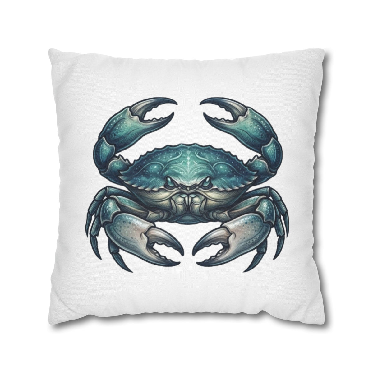 Cancer Zodiac Blue Crab Decorative Pillowcase — Coastal Beach House Accent