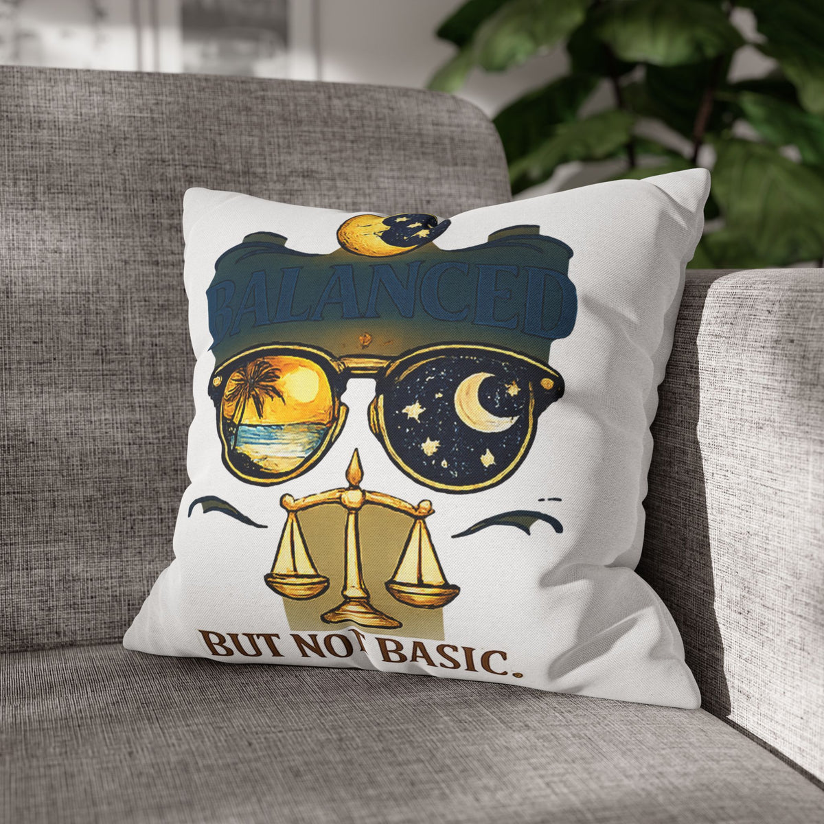 Libra Zodiac Balance But Not Basic Spun Polyester Square Pillowcase