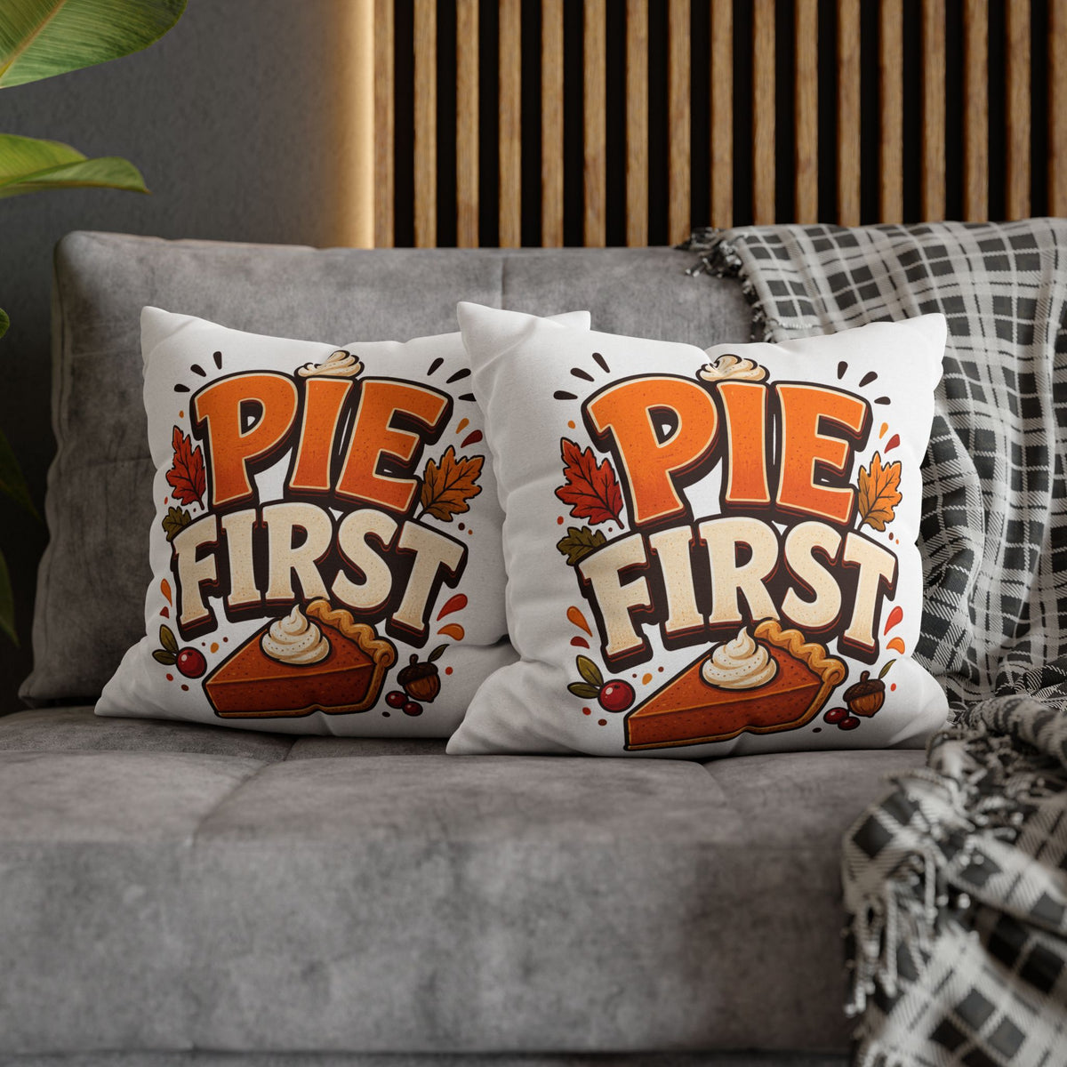 Thanksgiving Pie First Decorative Pillowcase — Thanksgiving Autumn Pie Throw Pillow Cover