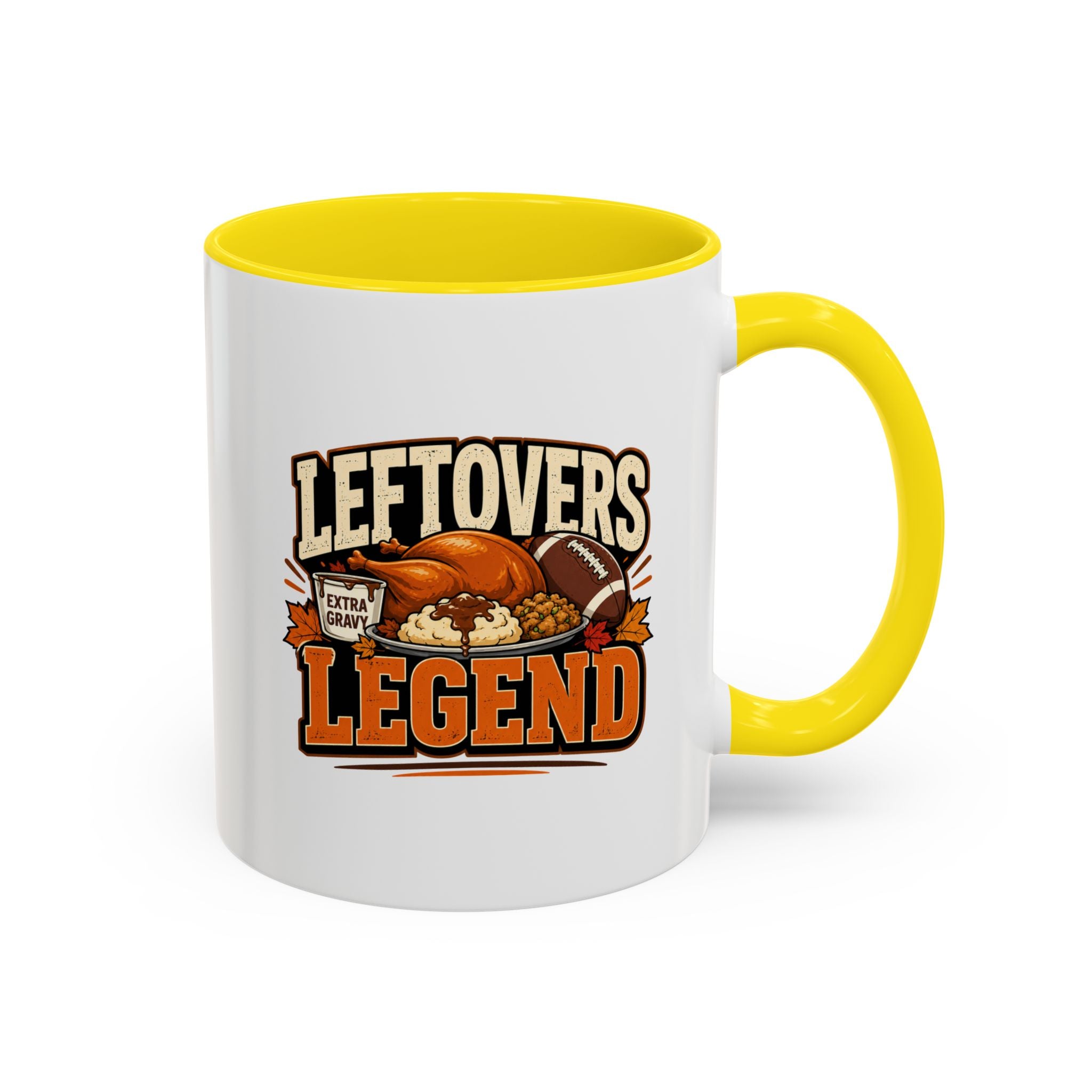 Thanksgiving  Mug Leftovers Legend Coffee Mug – Funny Thanksgiving Turkey & Football  Accent Mug