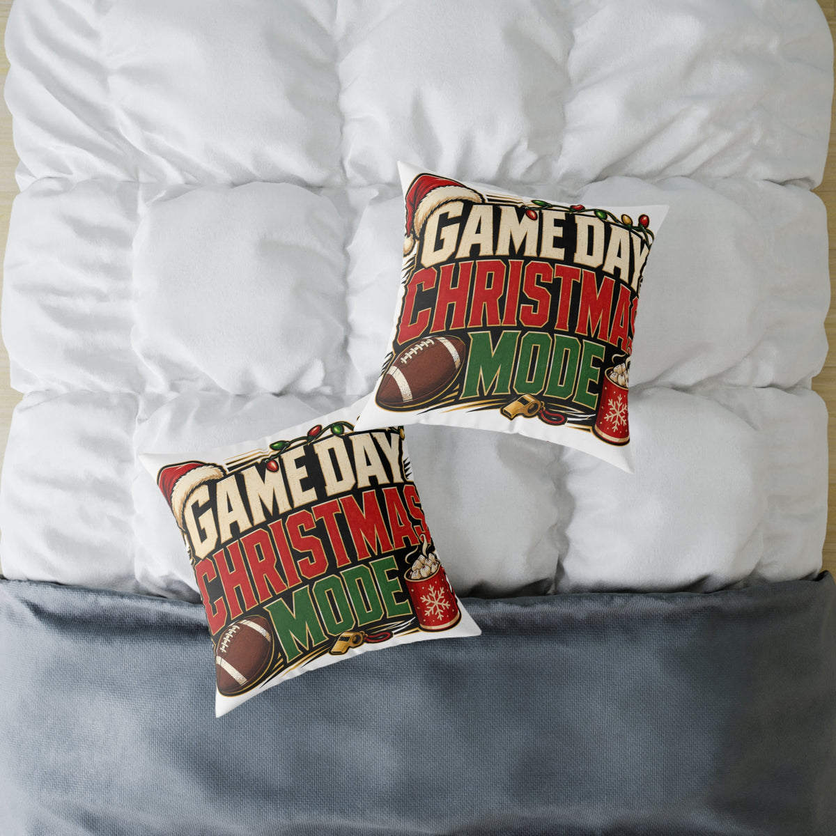 Modern Day Christmas Game Day Christmas Mode Square Poly Canvas Pillow