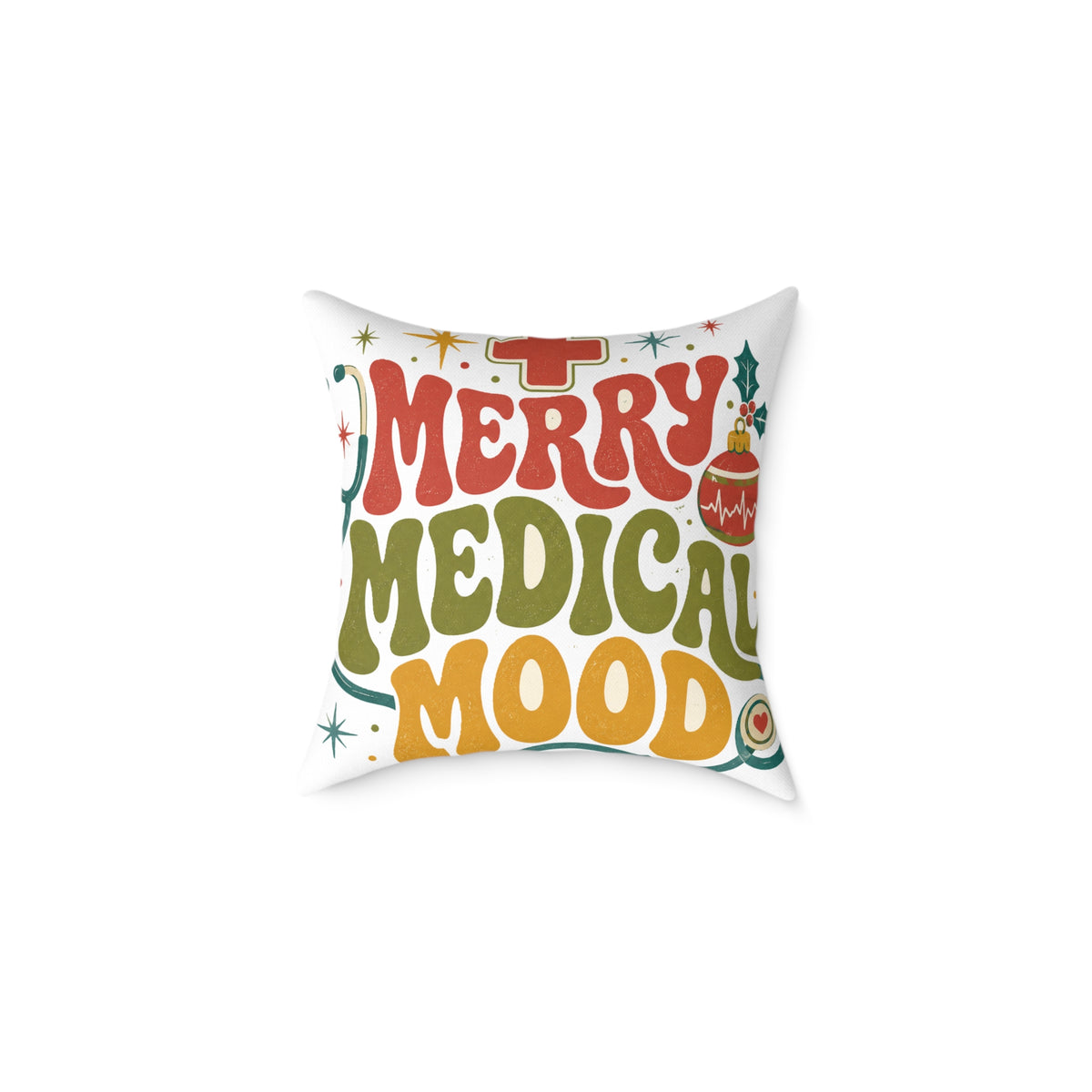 Merry Medical Mood Holiday Modern Day Christmas Throw Pillow
