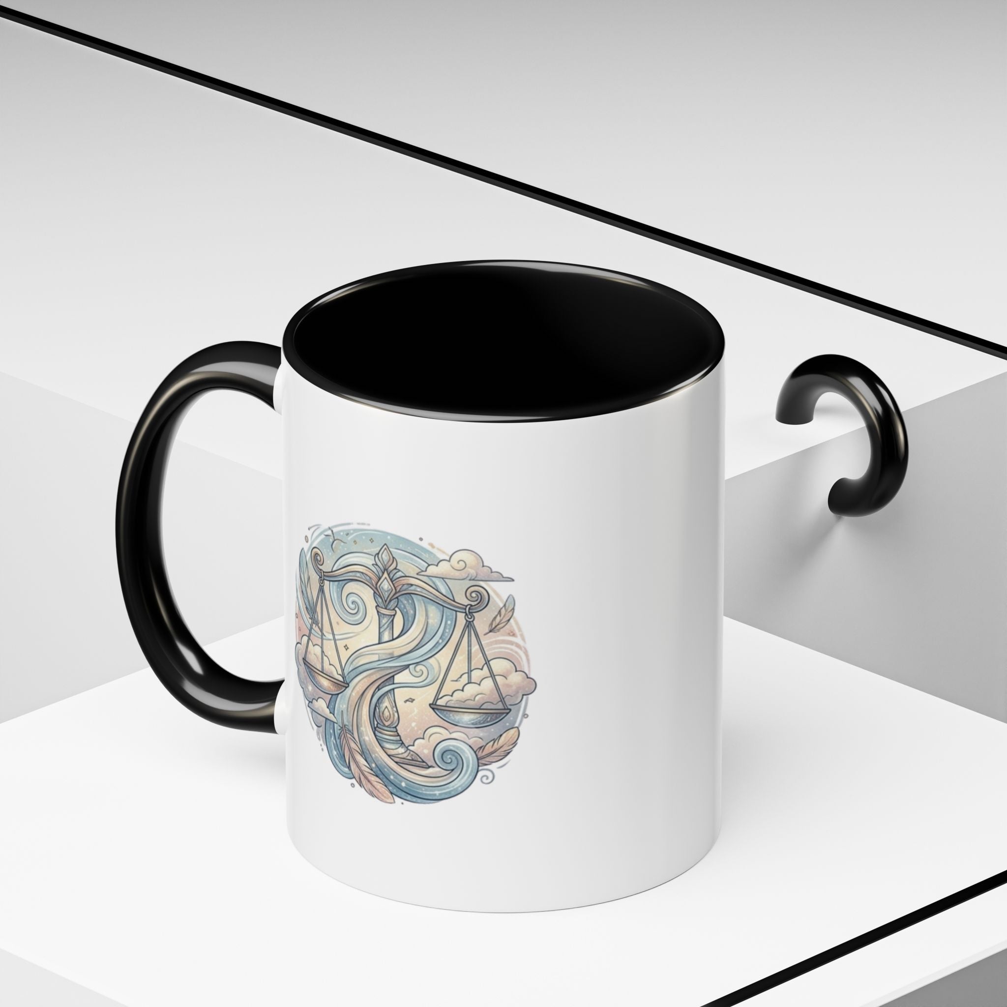 Libra Zodiac Coffee Mug — Balance Scales Astrological Accent Mug
