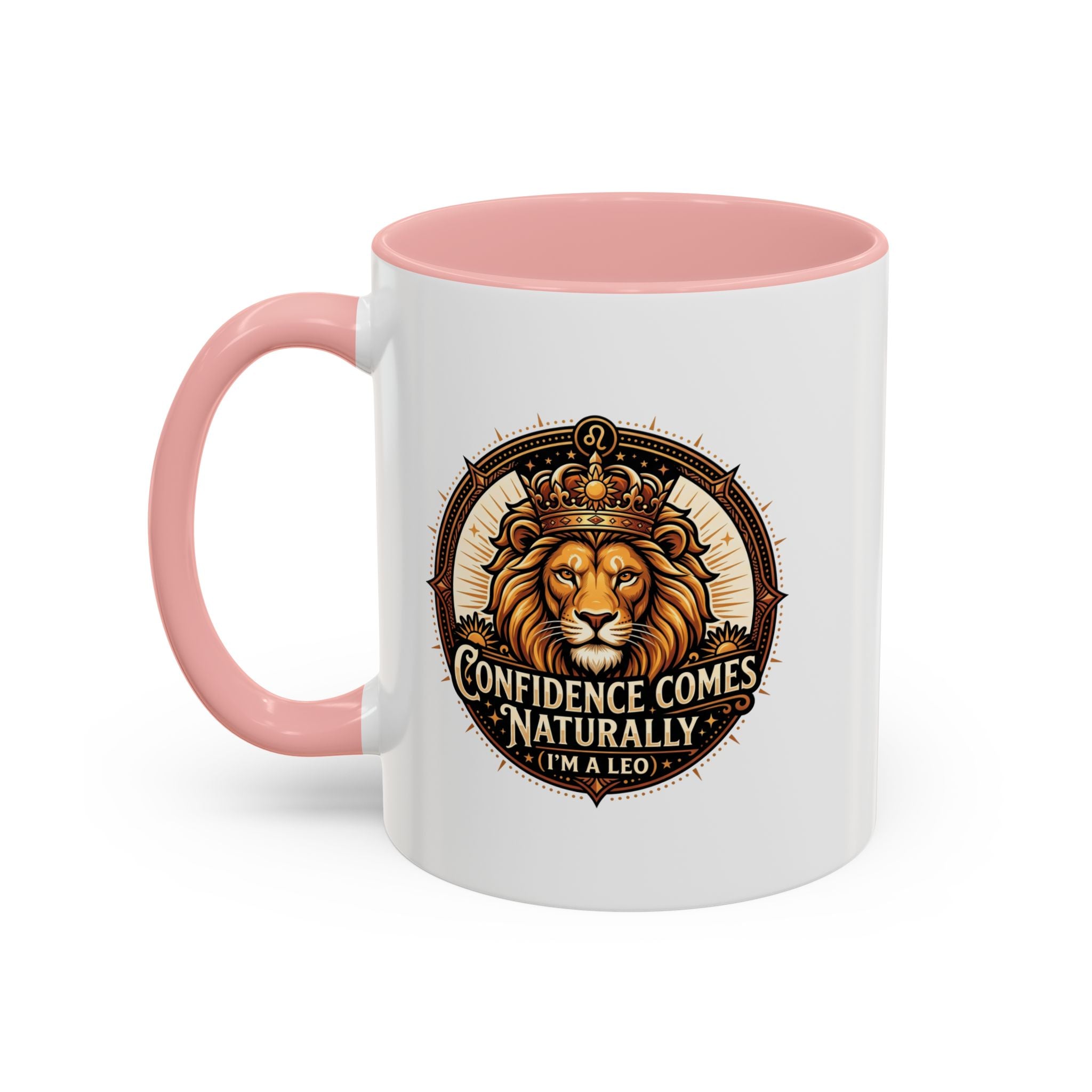 Lion Zodiac Coffee Mug - "Confidence Comes Naturally" Accent Mug (11/15oz)