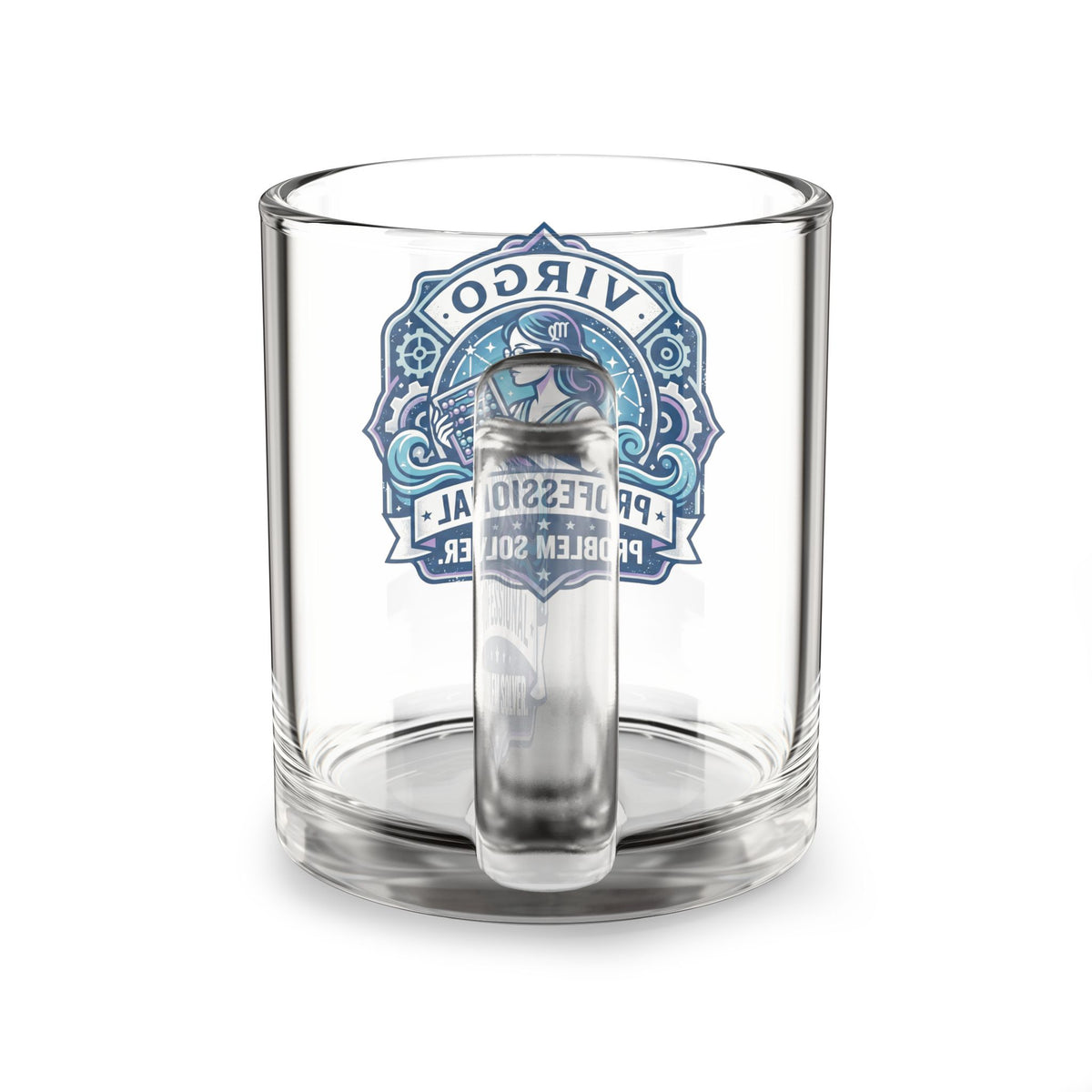 Virgo Glass Mug — “Professional Problem Solver” 10oz Zodiac Coffee Cup
