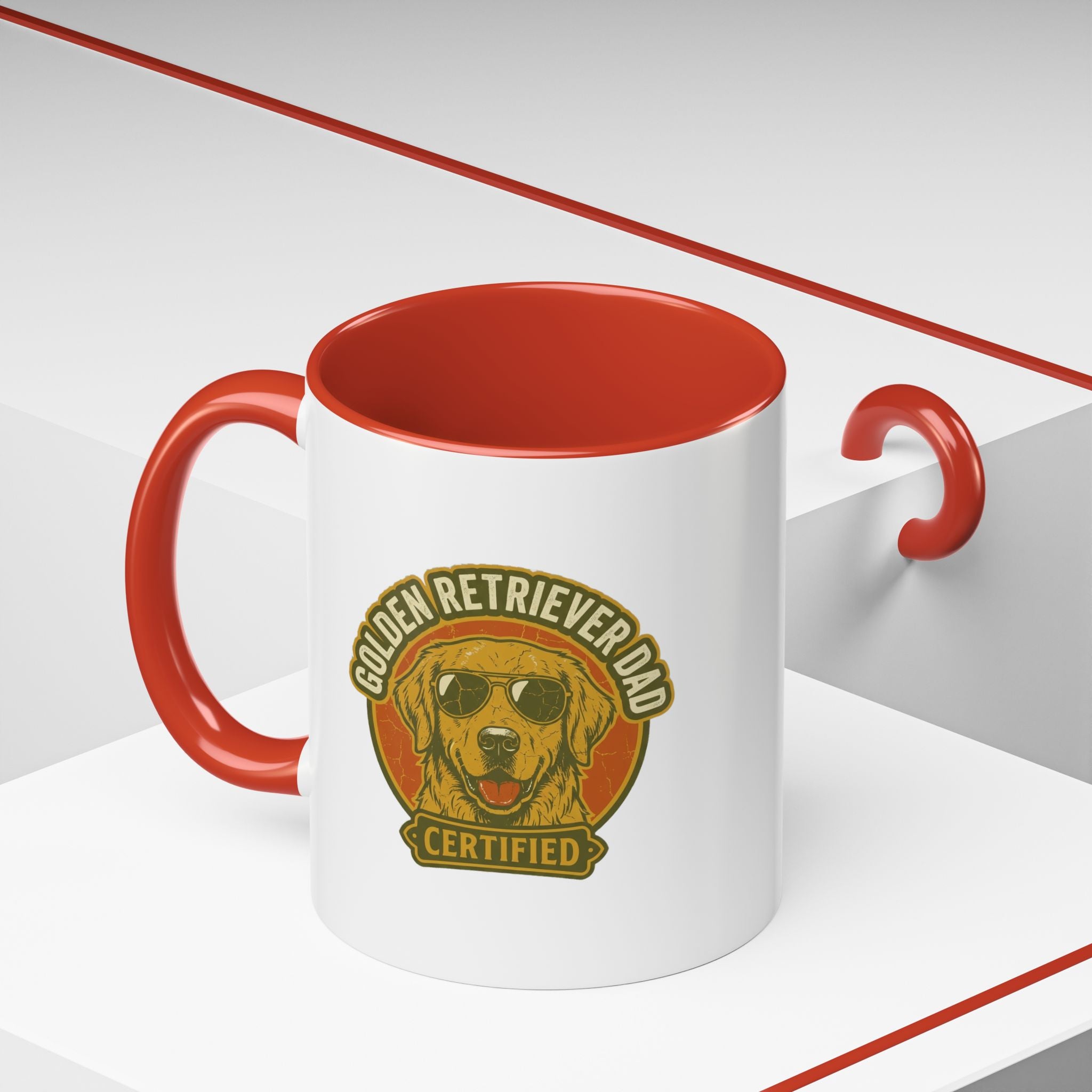 Funny Golden Retriever Dad Coffee Mug — "Certified" Dog Dad Accent Mug