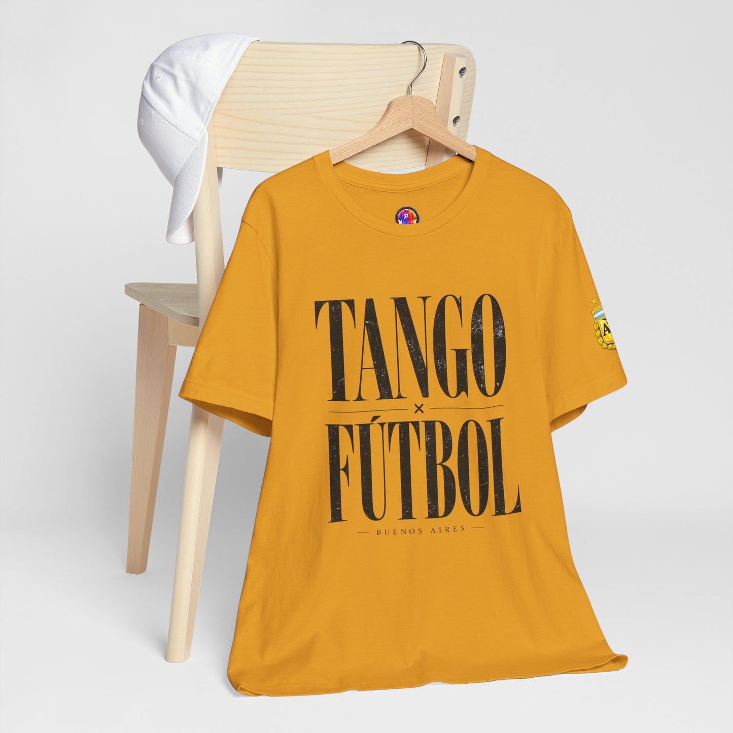 Argentina - Tango y Fútbol Graphic Tee - Bold Serif Soccer & Dance Shirt