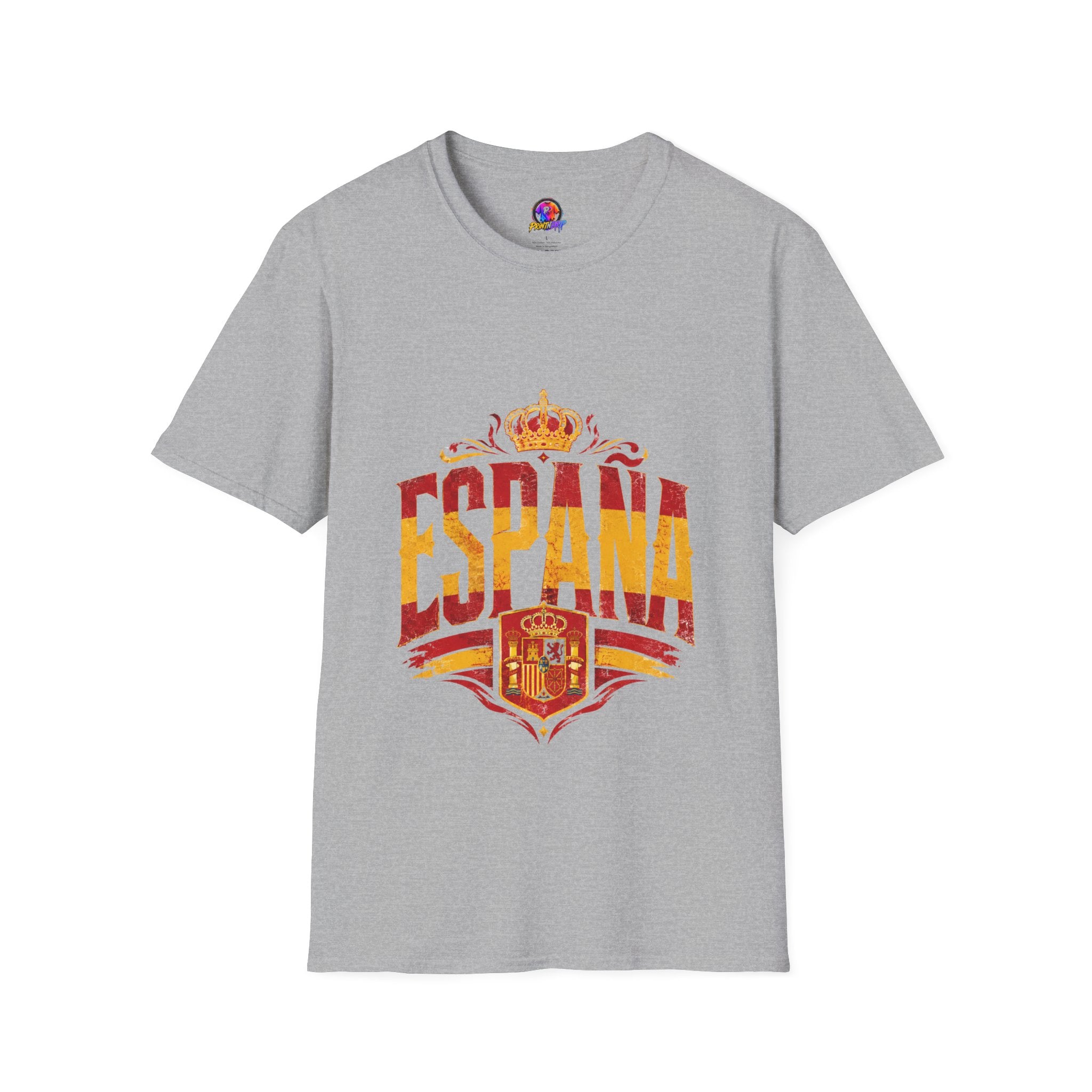 Spain Crown Graphic T-Shirt — Spanish Flag Vintage Crest Tee
