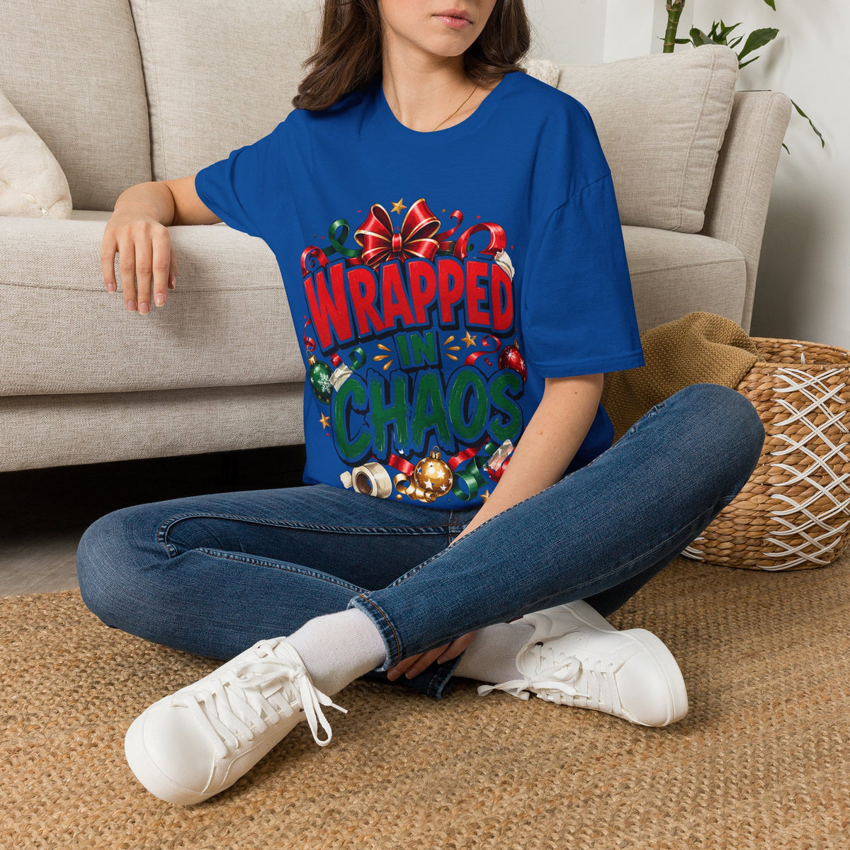 T-Shirt — "Wrapped in Chaos" Holiday Graphic Tee