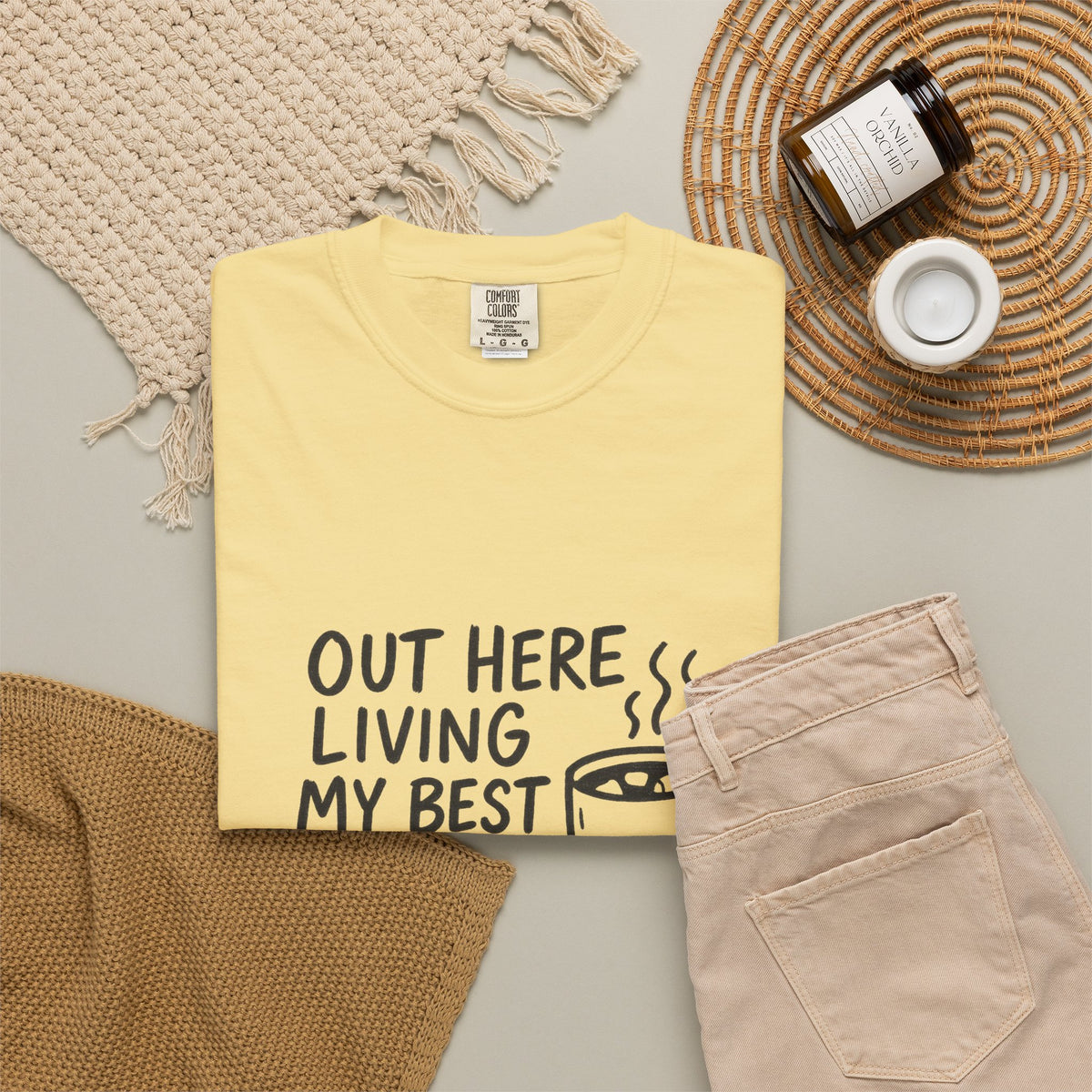 Hot Cocoa Life T-Shirt — "Out Here Living My Best Hot Cocoa Life" Cozy Graphic Tee - Trending Now - October 2026