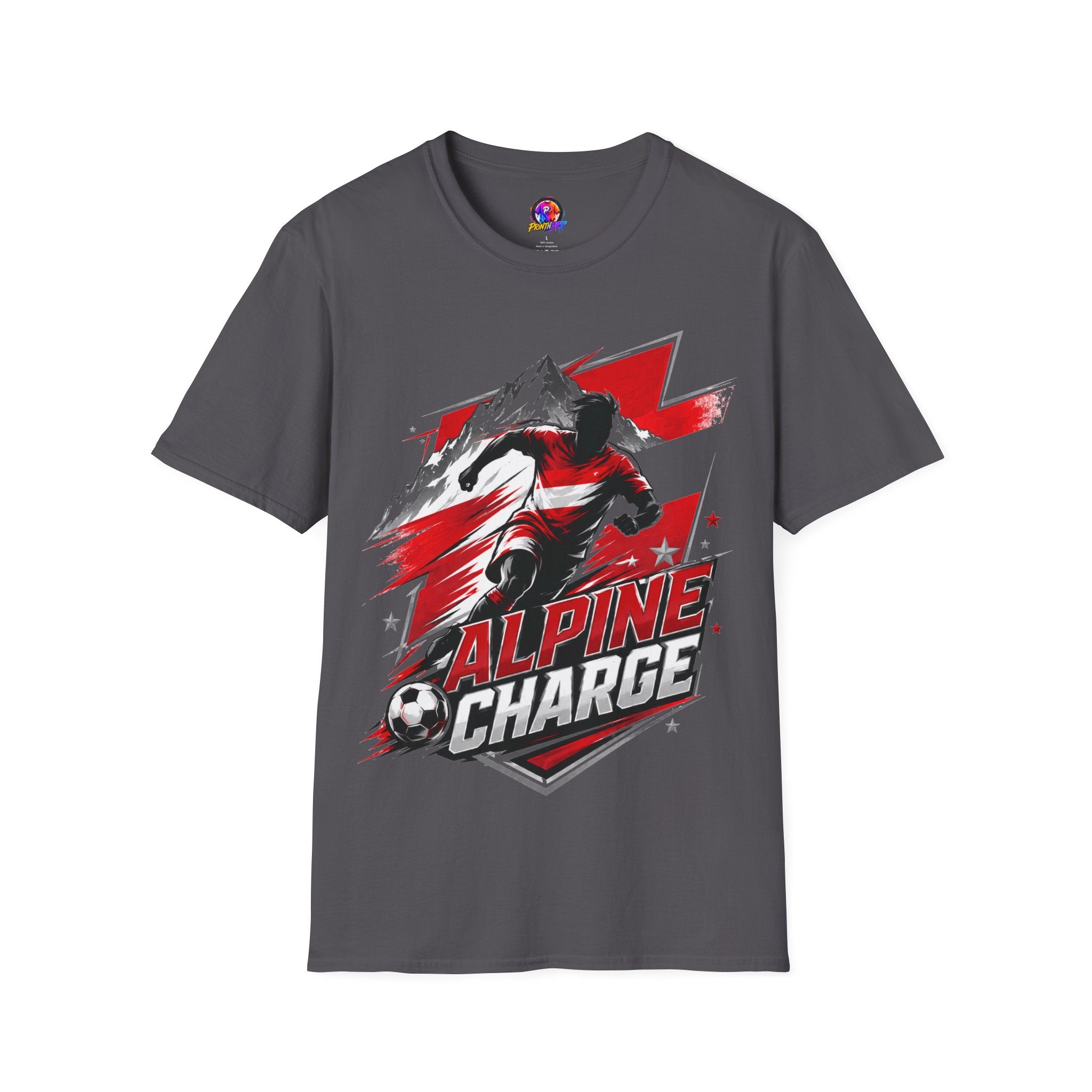 Austria  Alpine Charge Soccer T-Shirt — Mountain Football Graphic Tee -