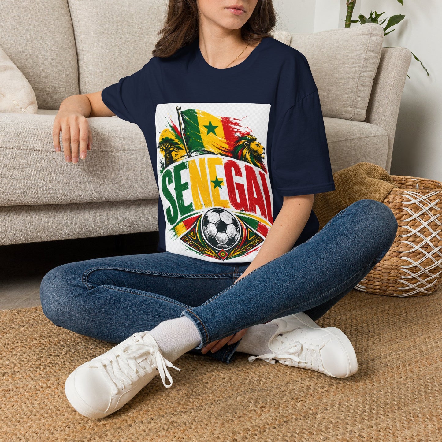 Senegal Flag Soccer T-Shirt — Lion & Football Pride Tee